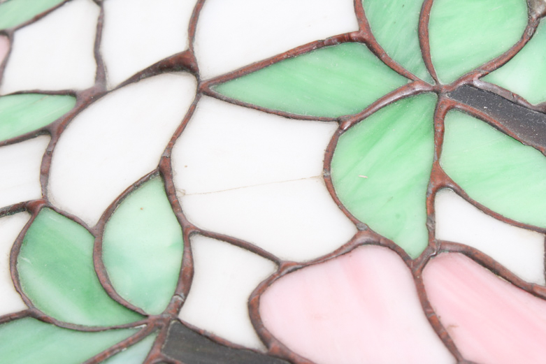 Tiffany Style Stained Glass Table Lamp with Bronze Base