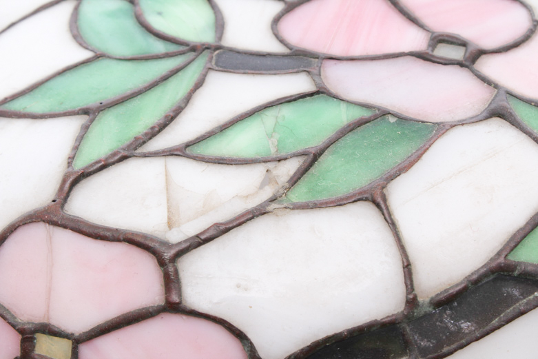 Tiffany Style Stained Glass Table Lamp with Bronze Base