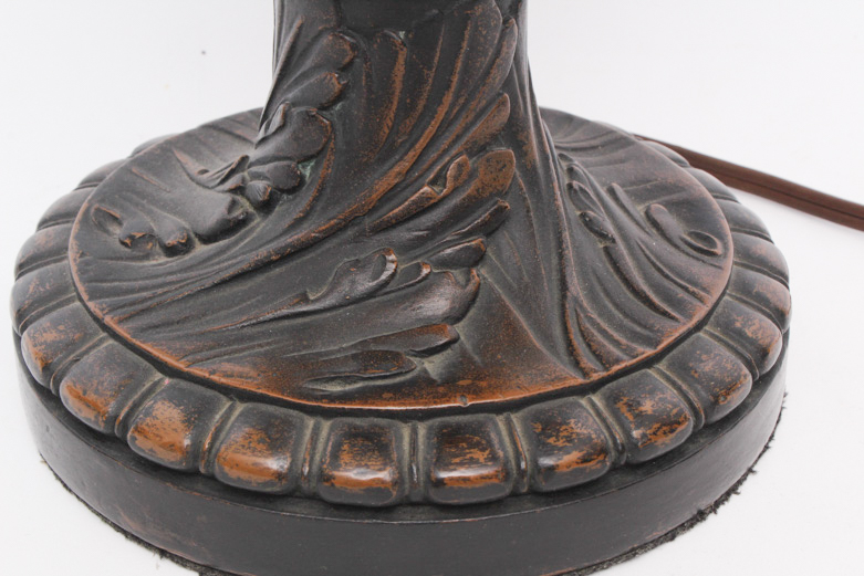 Tiffany Style Stained Glass Table Lamp with Bronze Base