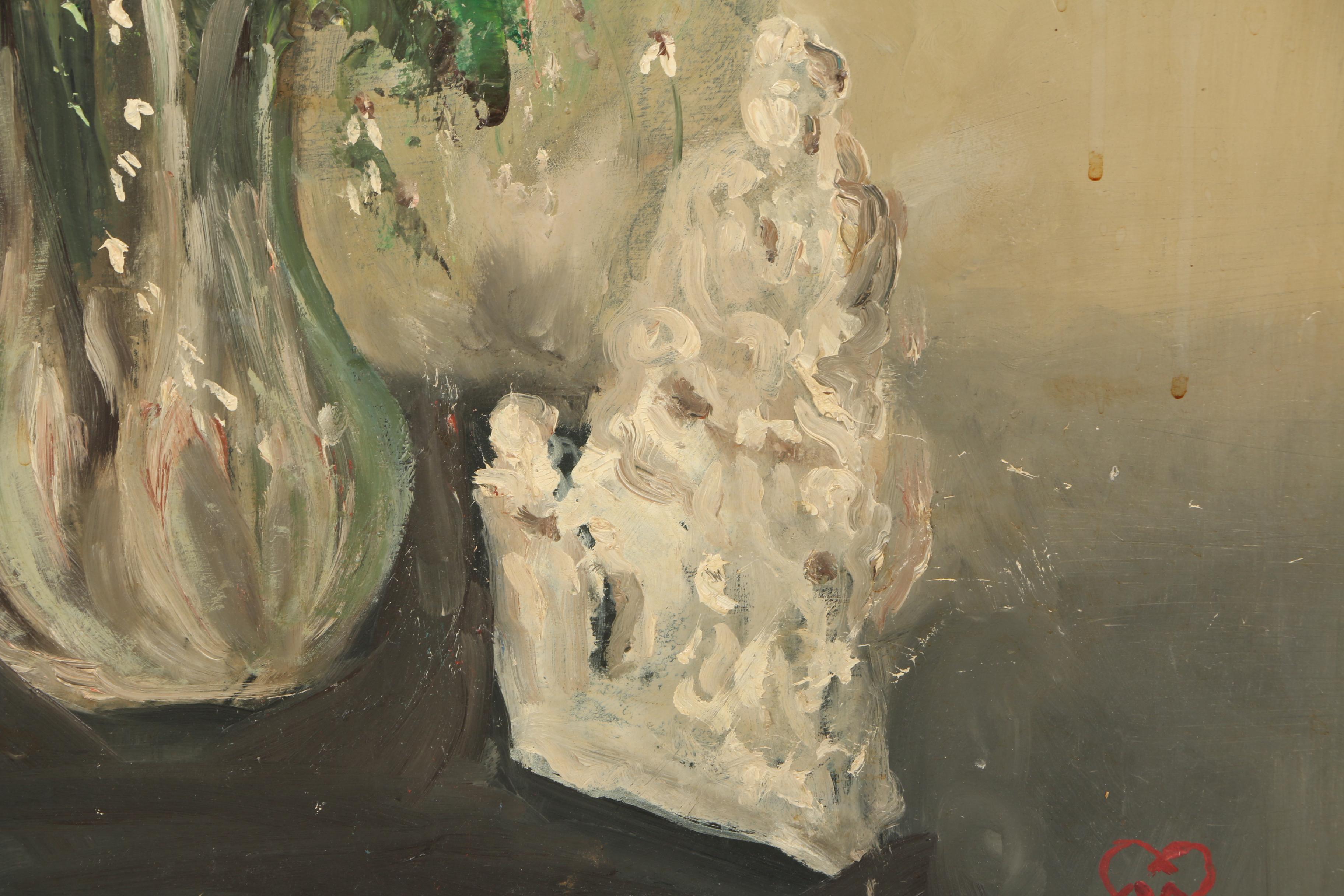 1963 Oil Painting on Panel of Still Life with Flowers