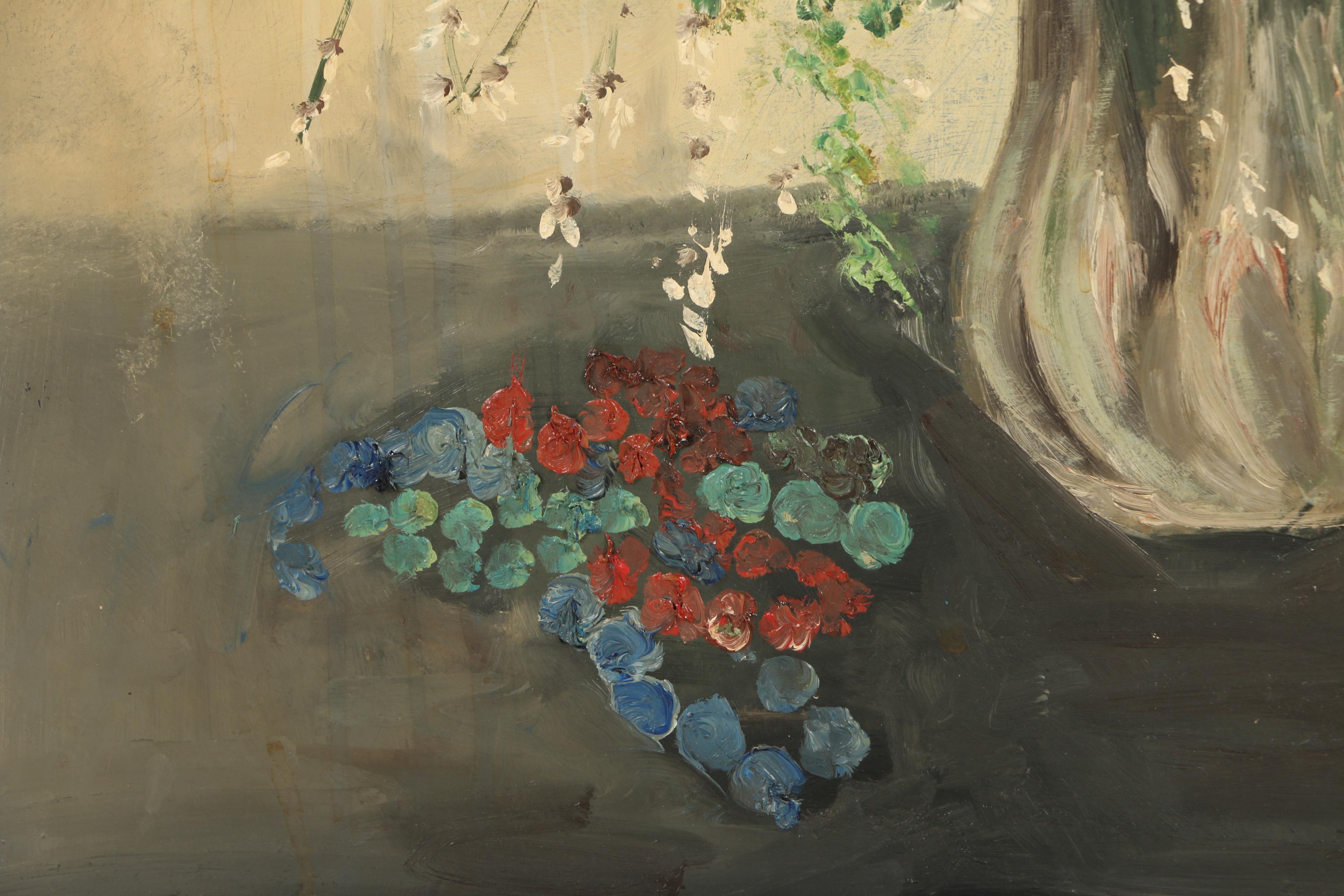 1963 Oil Painting on Panel of Still Life with Flowers
