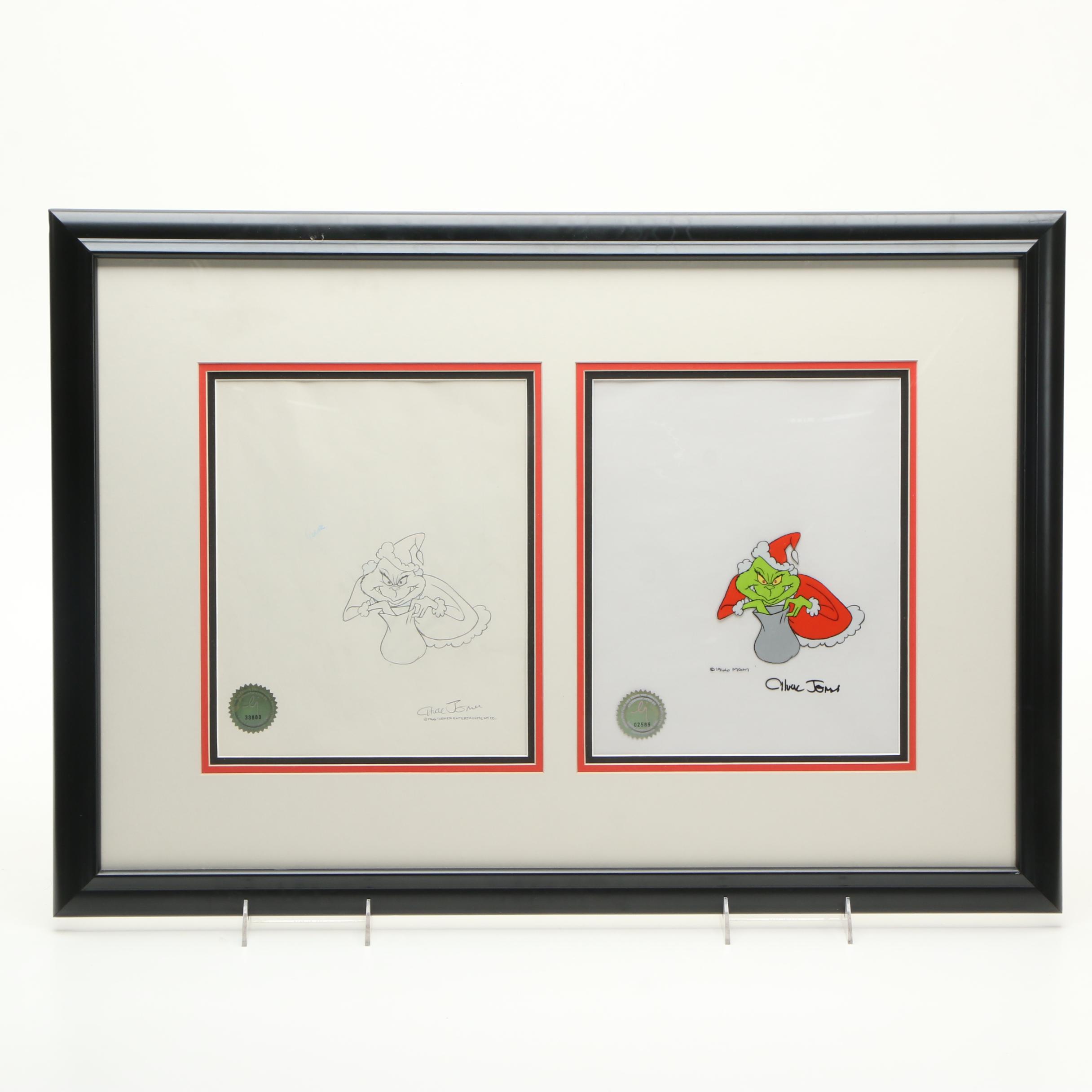 Graphite Drawing and Animation Cel From "How the Grinch Stole Christmas"