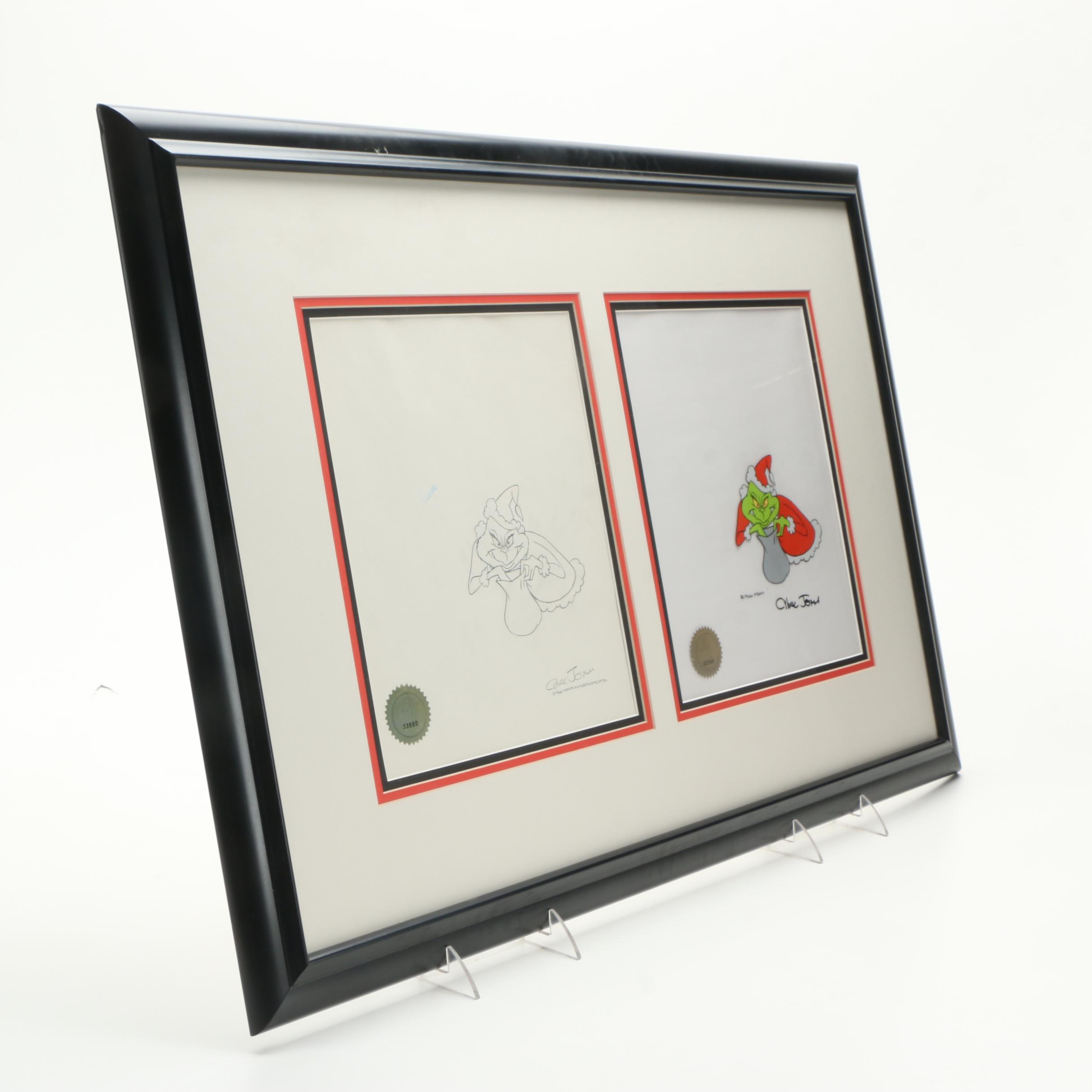 Graphite Drawing and Animation Cel From "How the Grinch Stole Christmas"