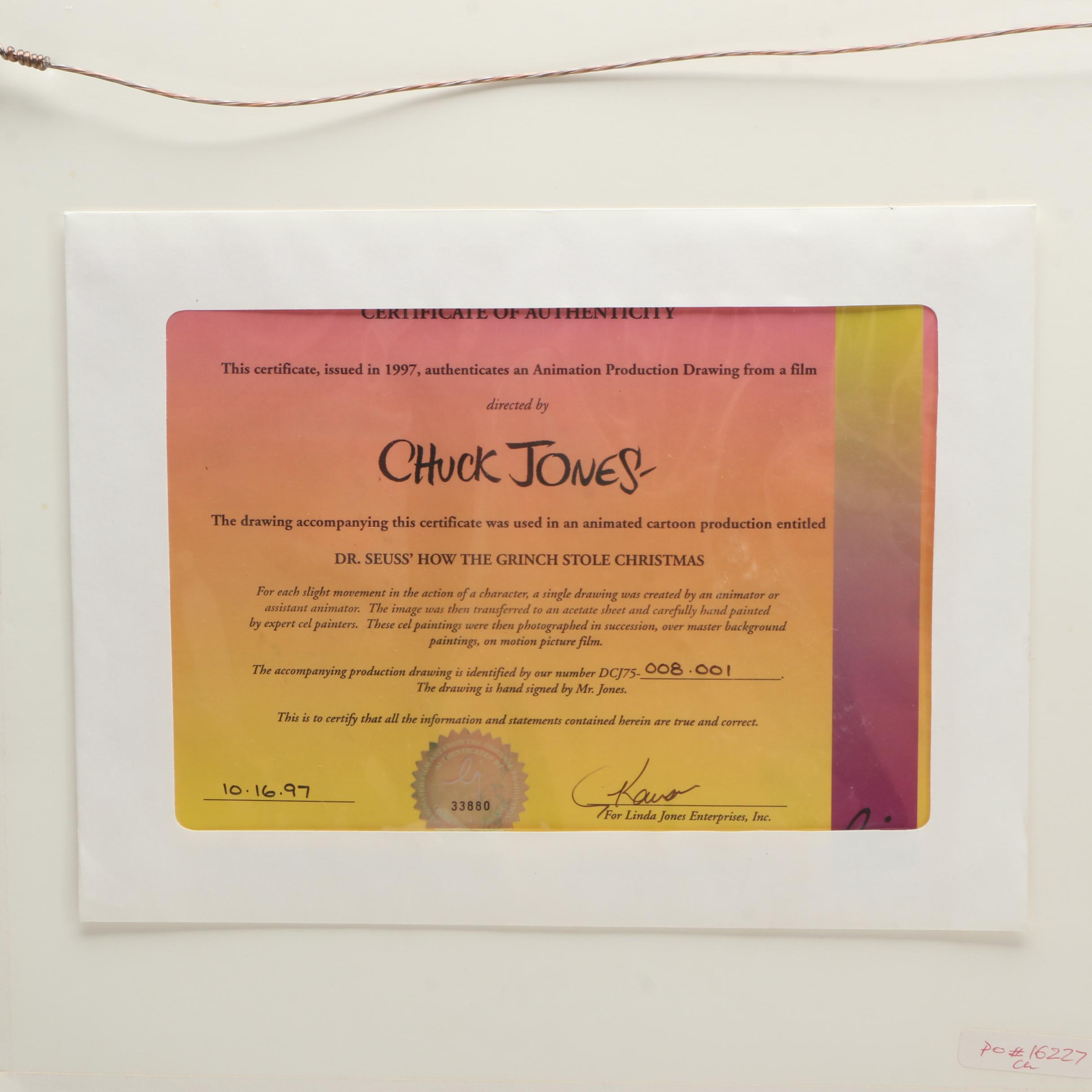 Graphite Drawing and Animation Cel From "How the Grinch Stole Christmas"