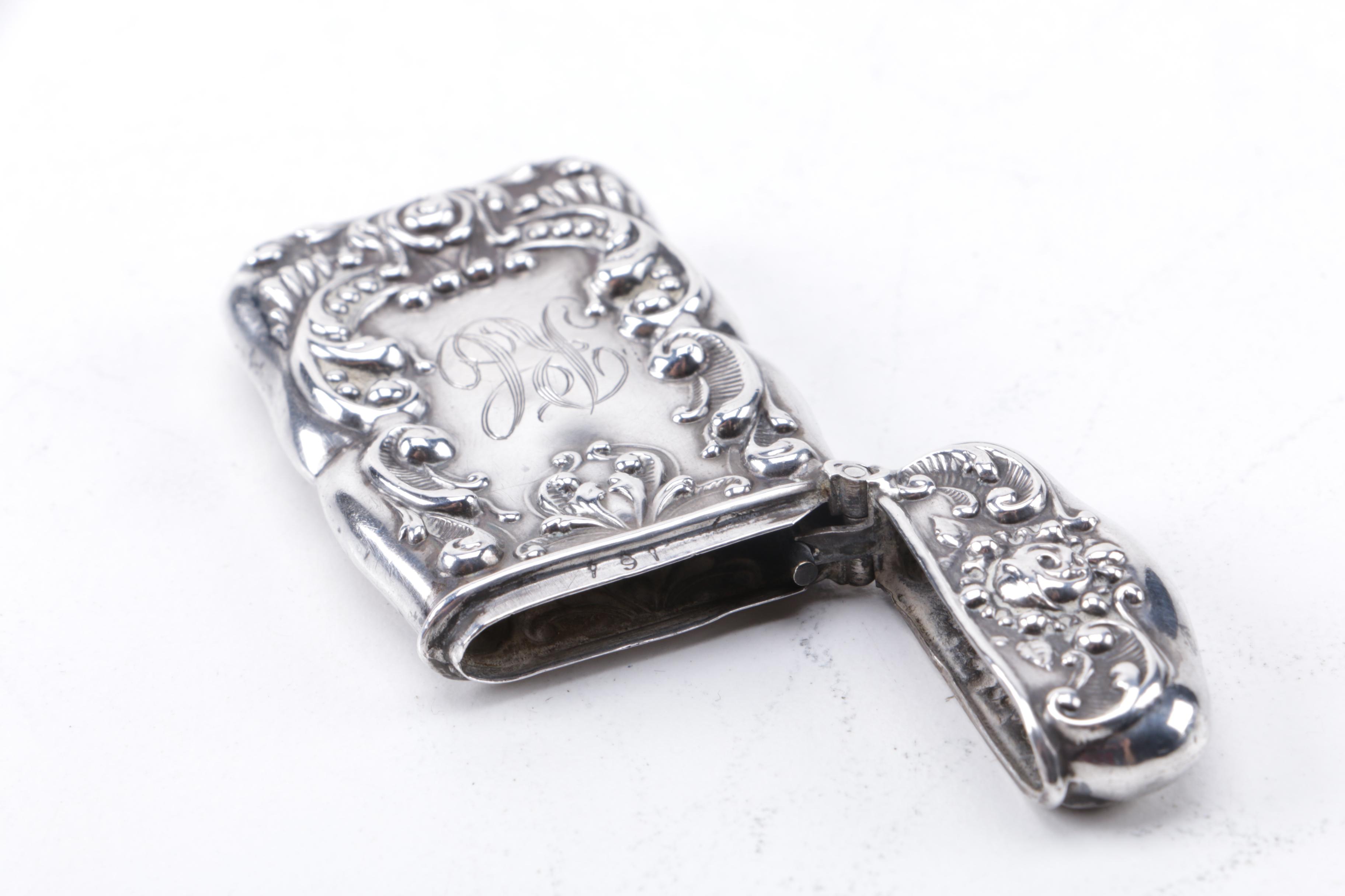 Sterling Matchbox and Lighter Cases and Pedometer with Tiffany & Co. Case