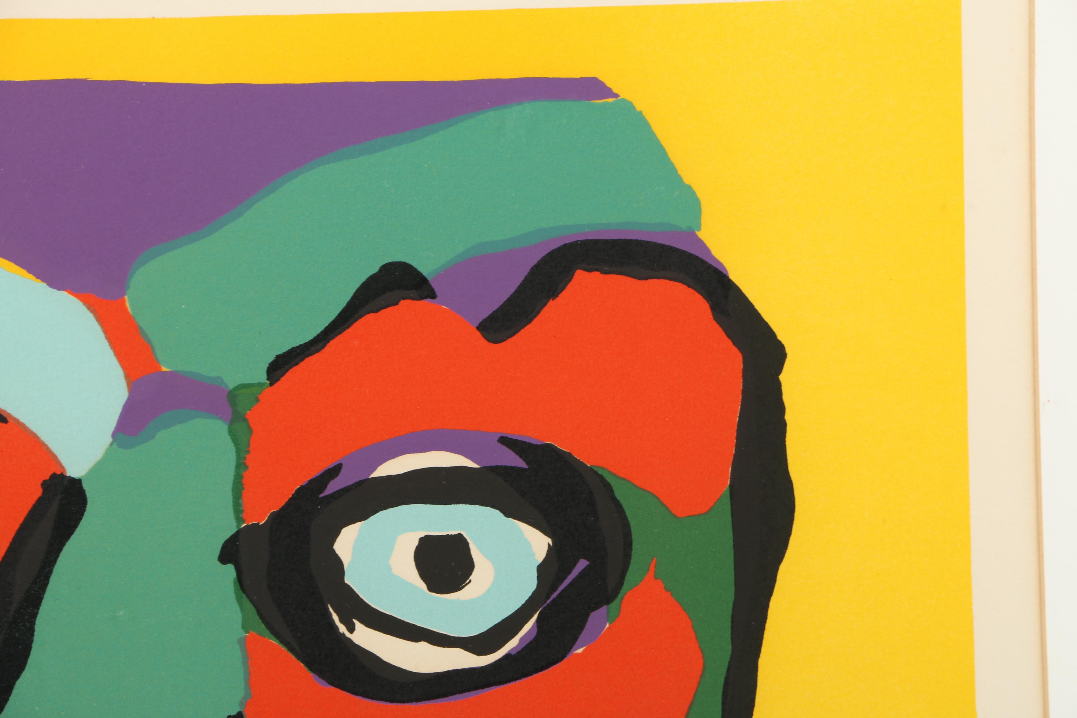 Karel Appel Signed 1976 Limited Edition Color Lithograph "Self-Portrait"