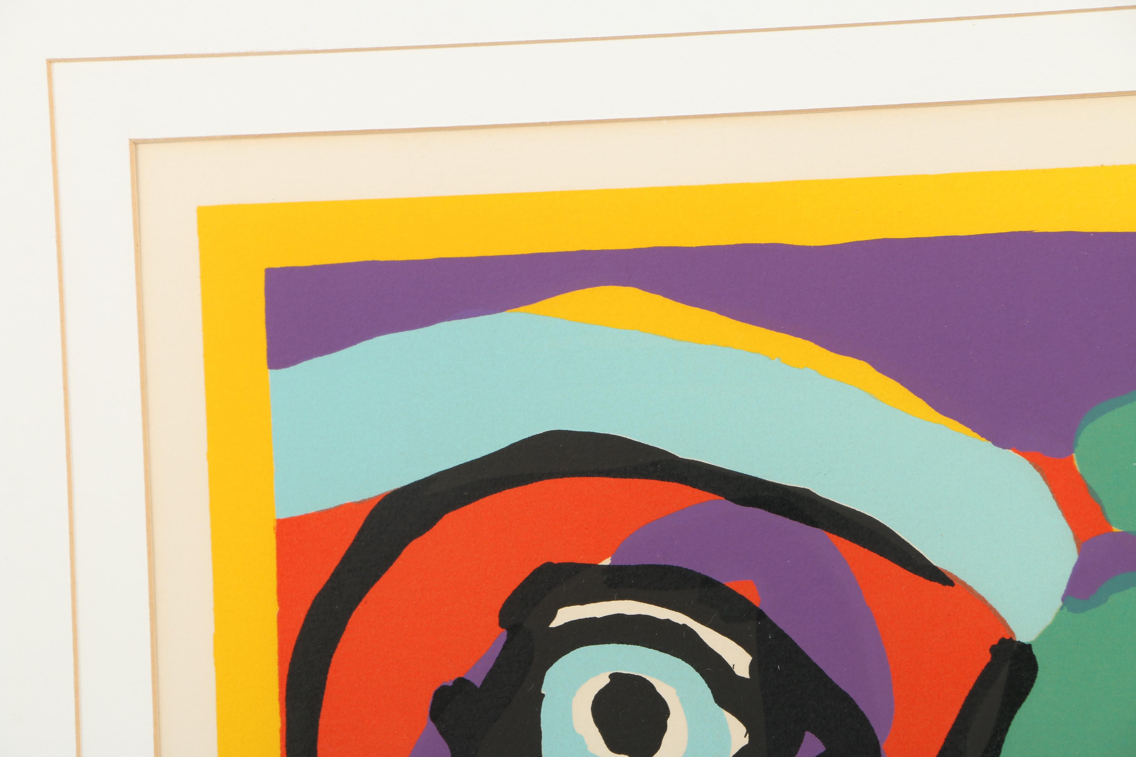 Karel Appel Signed 1976 Limited Edition Color Lithograph "Self-Portrait"