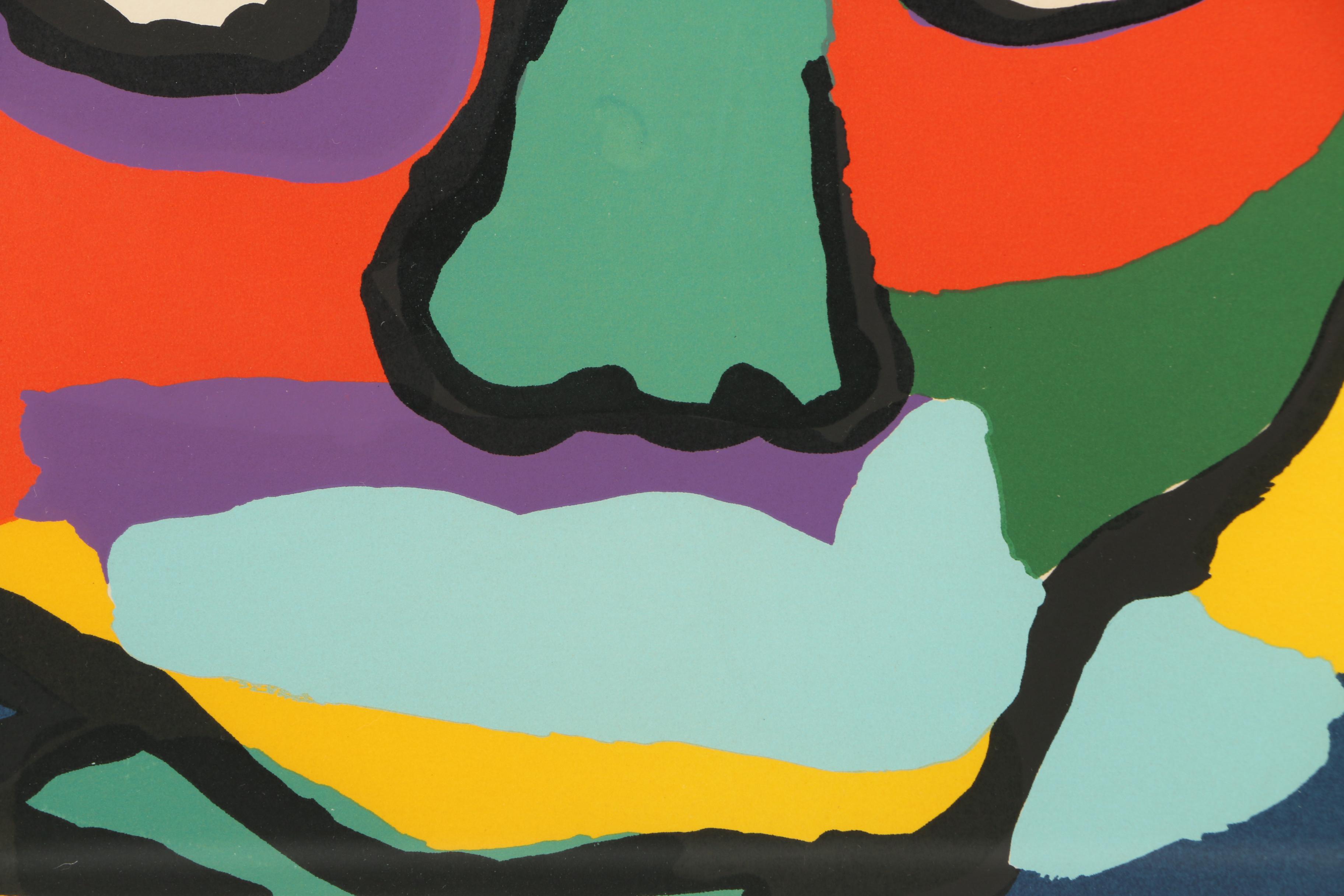 Karel Appel Signed 1976 Limited Edition Color Lithograph "Self-Portrait"