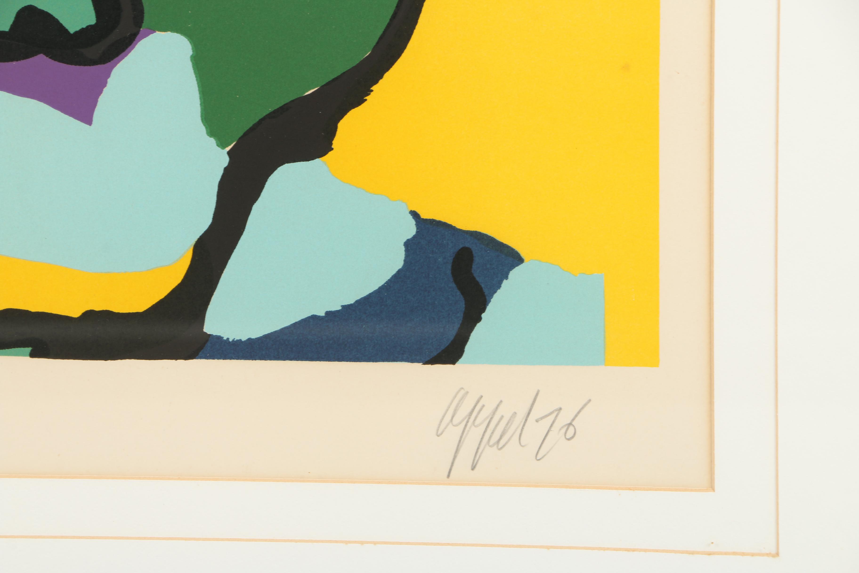 Karel Appel Signed 1976 Limited Edition Color Lithograph "Self-Portrait"