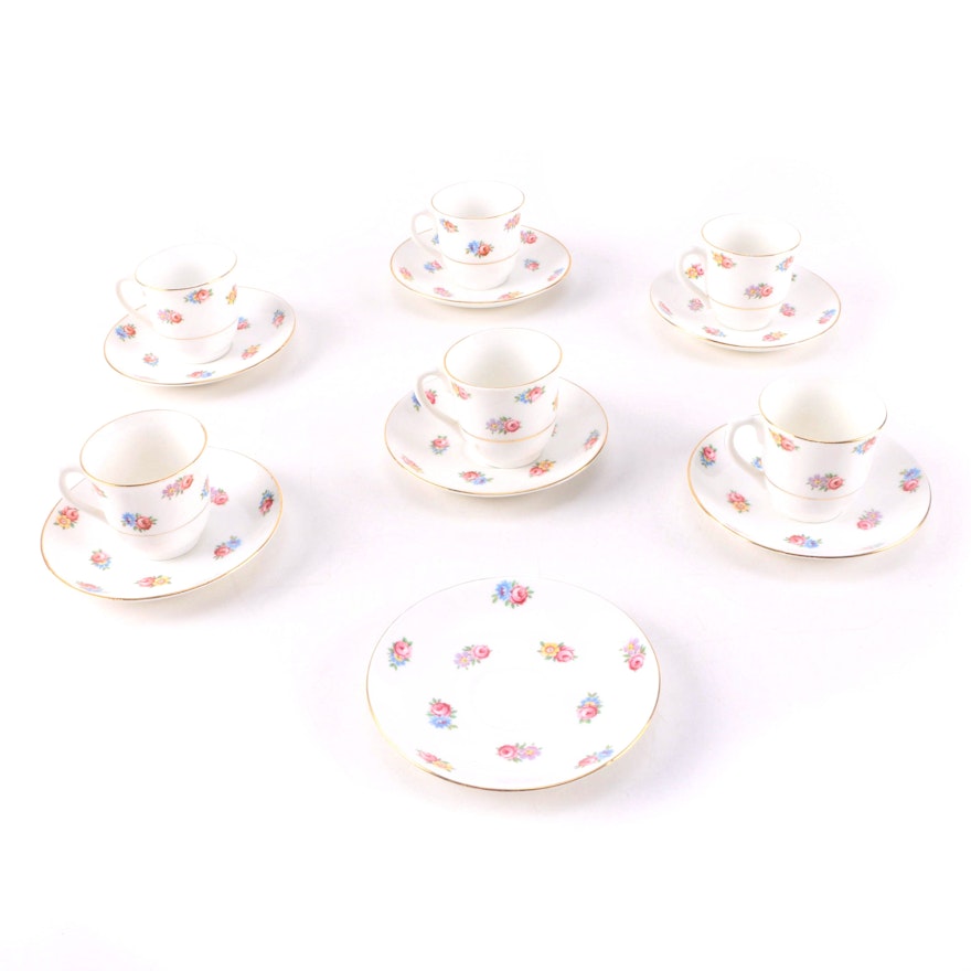 Colclough China Floral Teacups and Saucers for Six