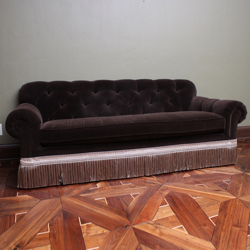 Century Furniture Tufted Sofa with Fringe