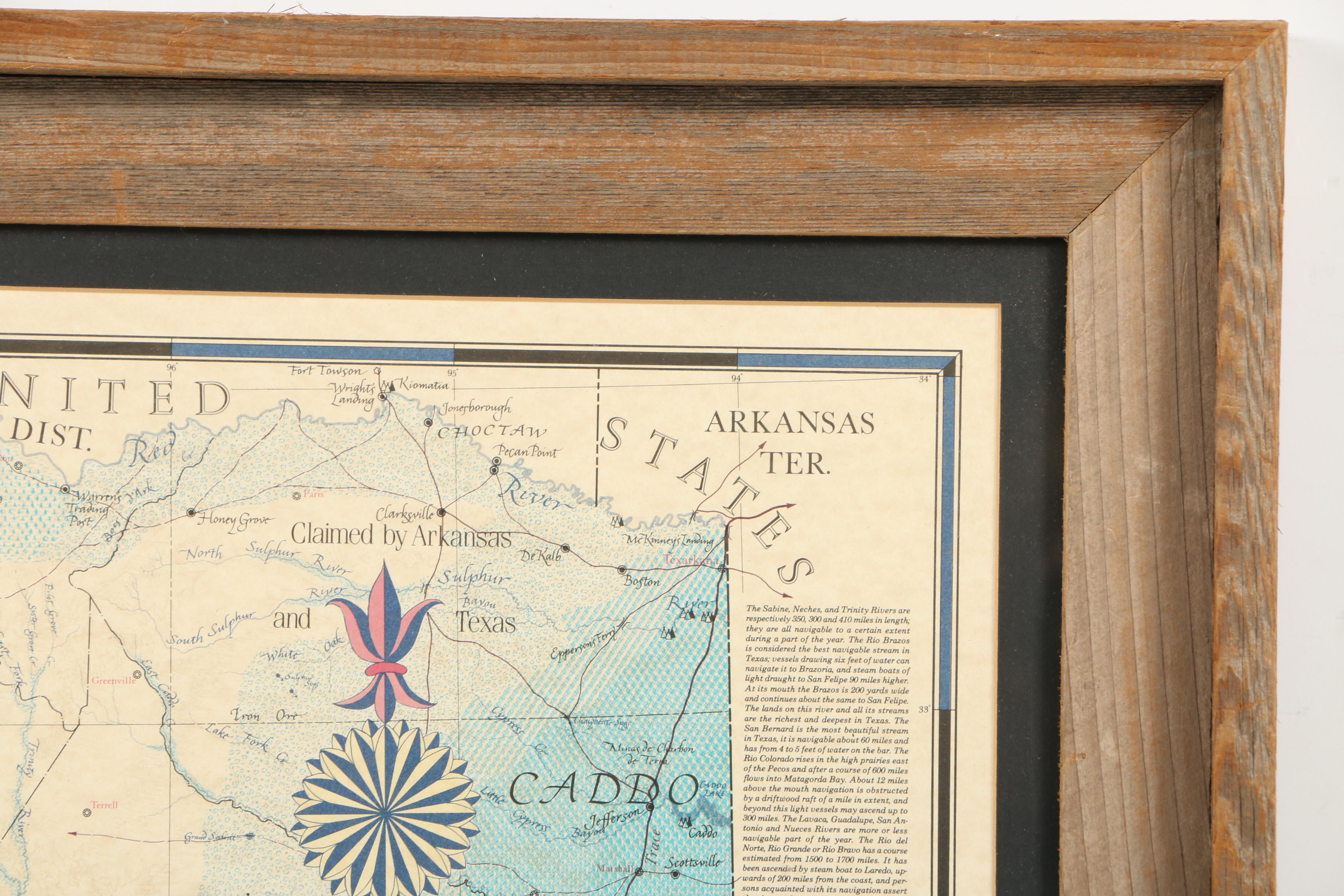 Planographic Map Print on Paper "Revolutionary Map of Texas 1836"