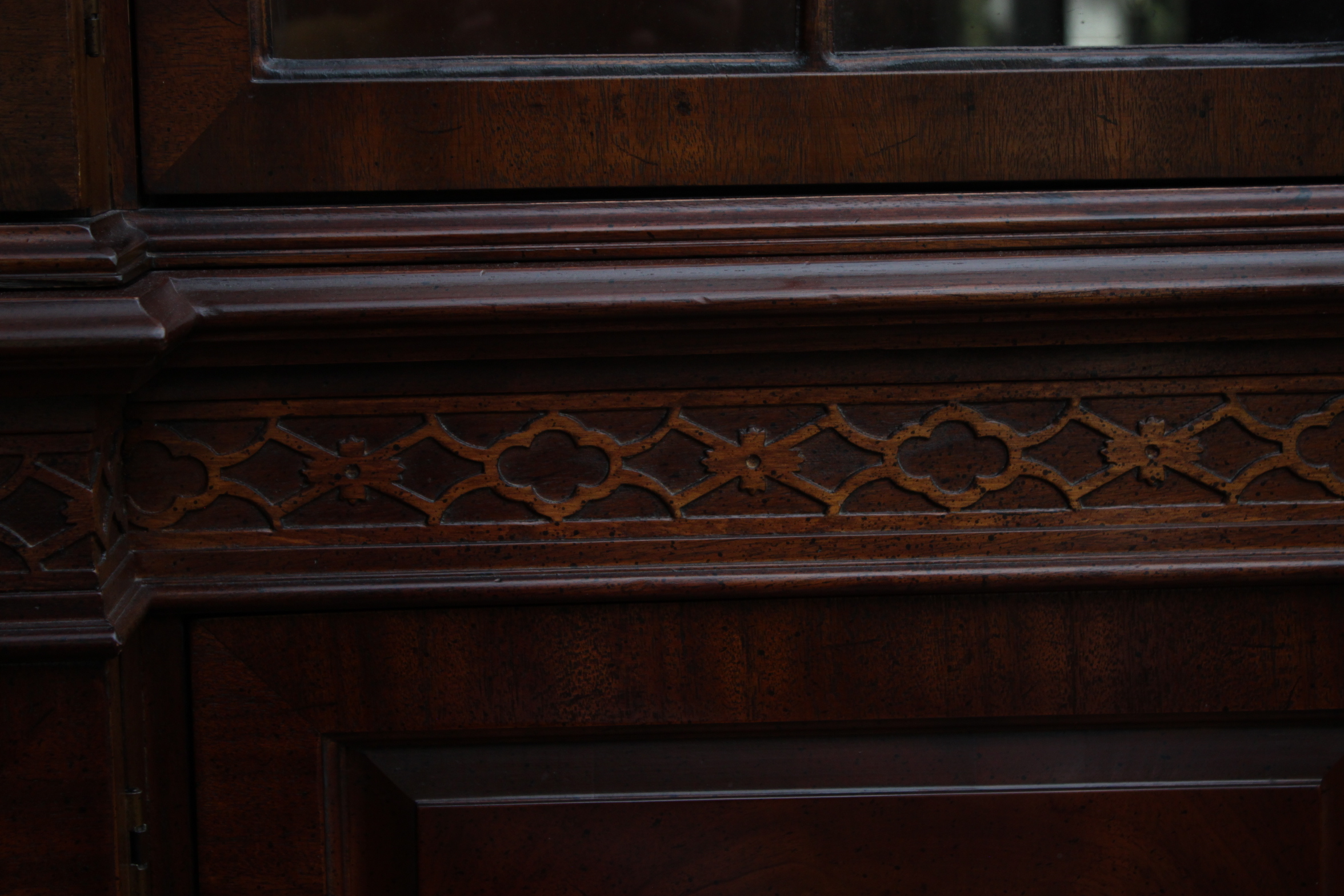 Vintage Federal Style Mahogany Breakfront China Cabinet by Henredon