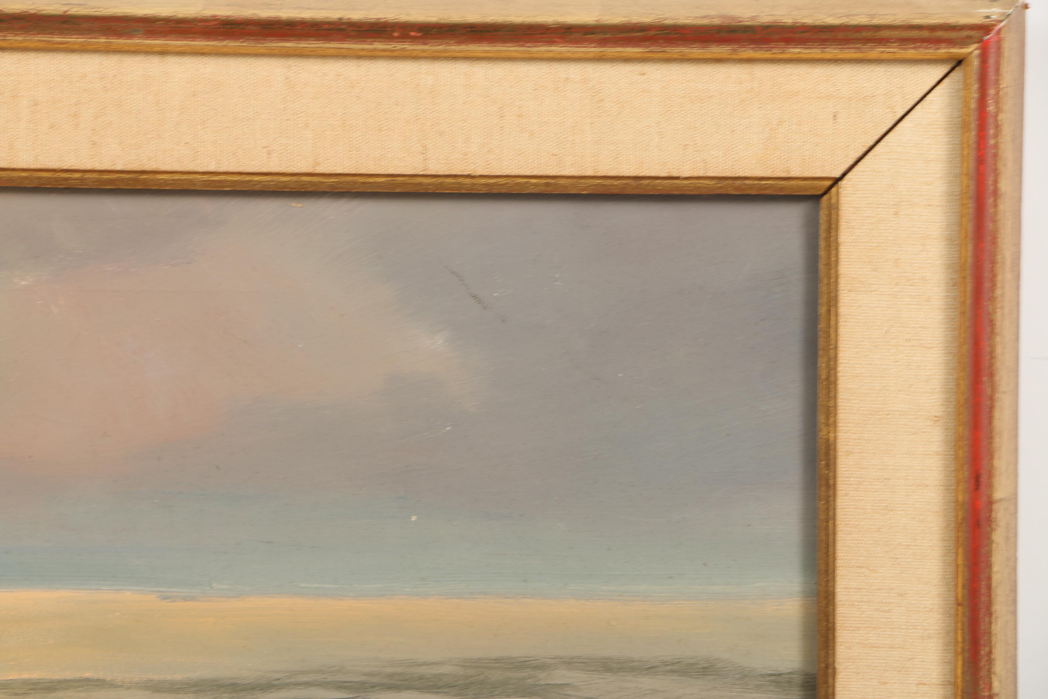 V. Berk Vintage Oil Painting on Canvas of an Ocean at Dusk