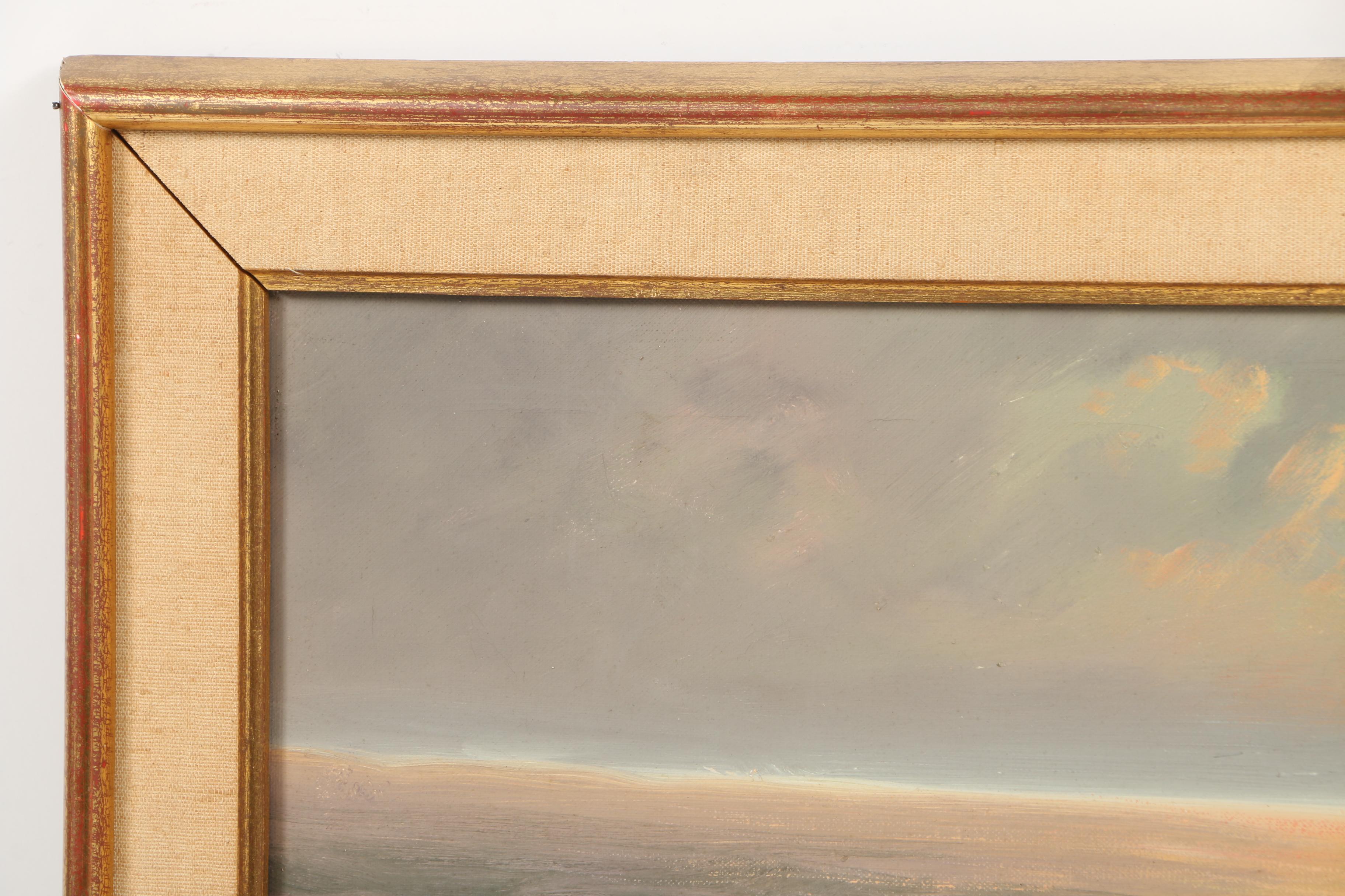 V. Berk Vintage Oil Painting on Canvas of an Ocean at Dusk