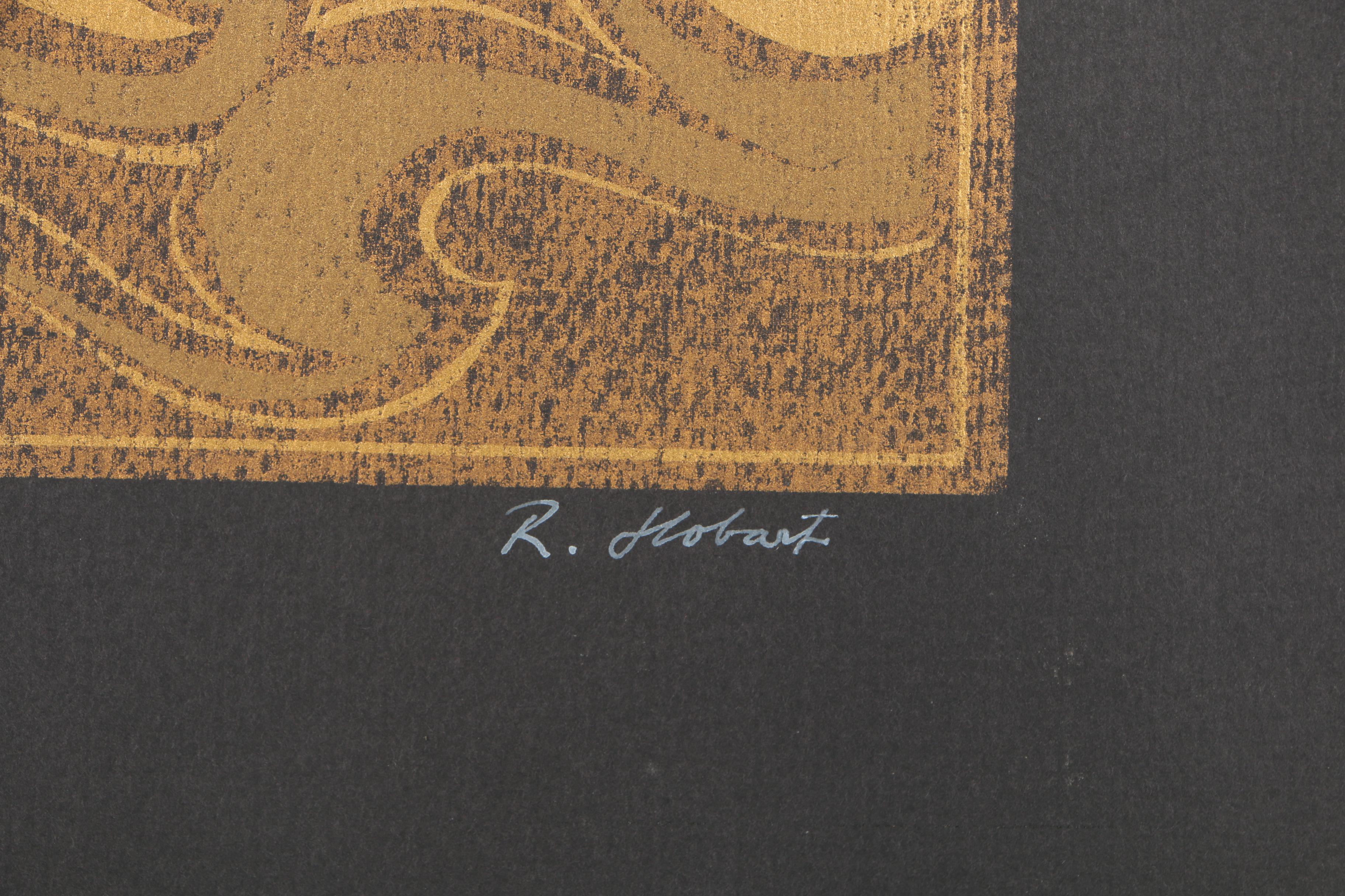 R. Hobart Serigraph of Abstract Knight with Flag on Horse