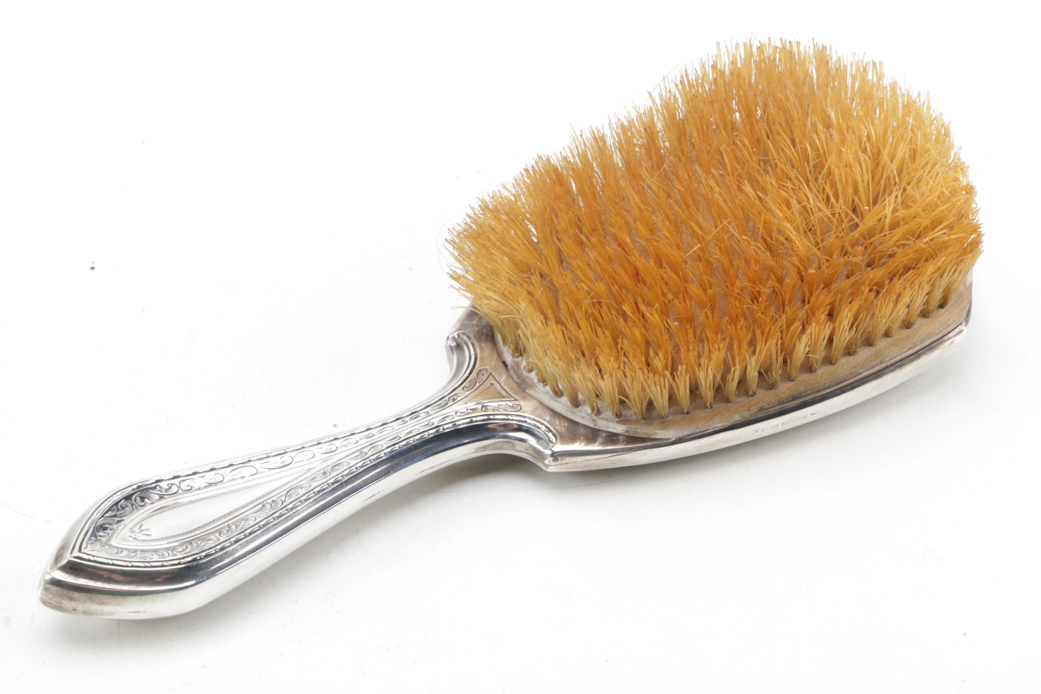 Wm. B. Kerr & Co. Vintage Sterling Silver Hairbrush and Hand Mirror