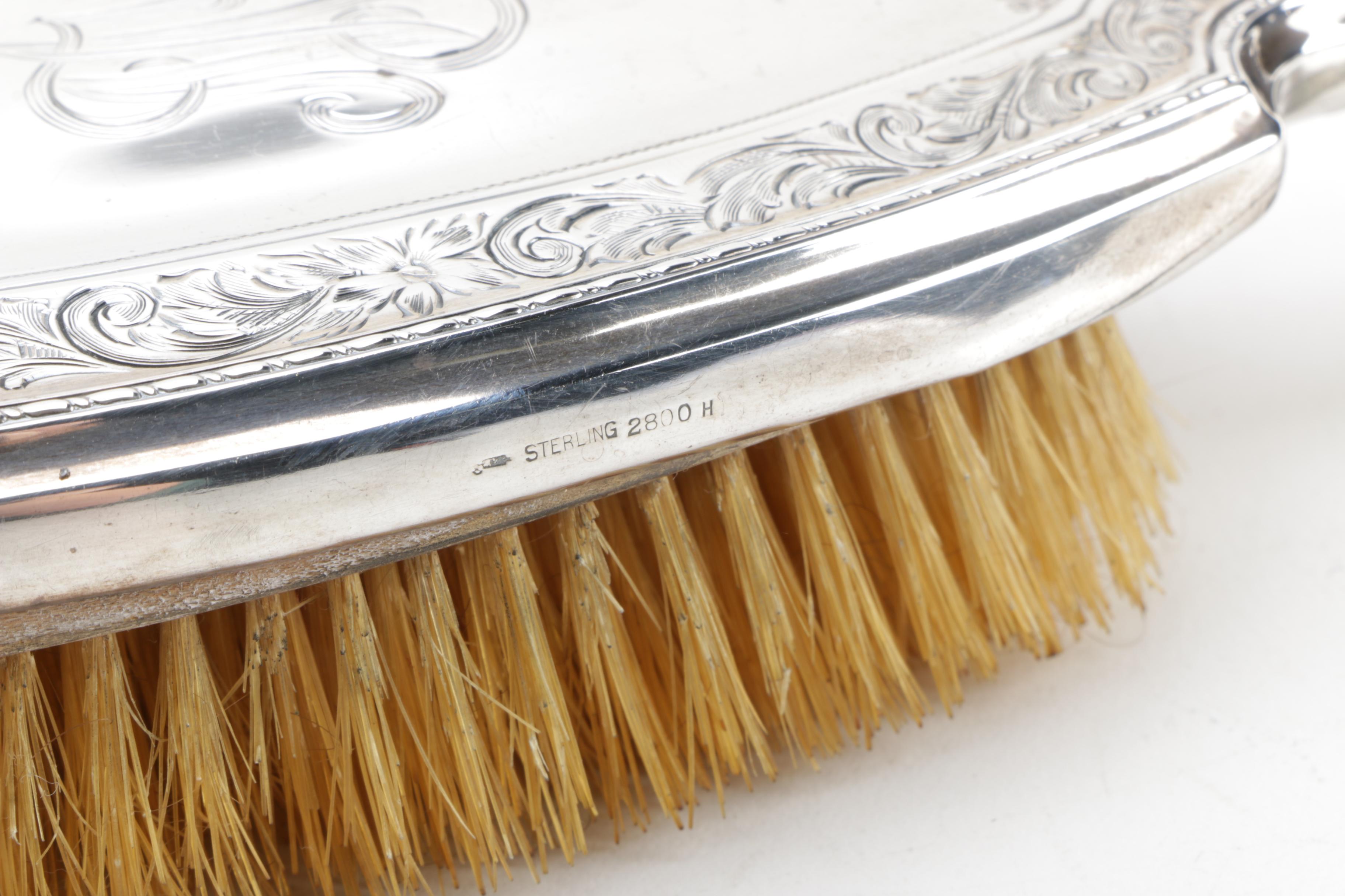 Wm. B. Kerr & Co. Vintage Sterling Silver Hairbrush and Hand Mirror