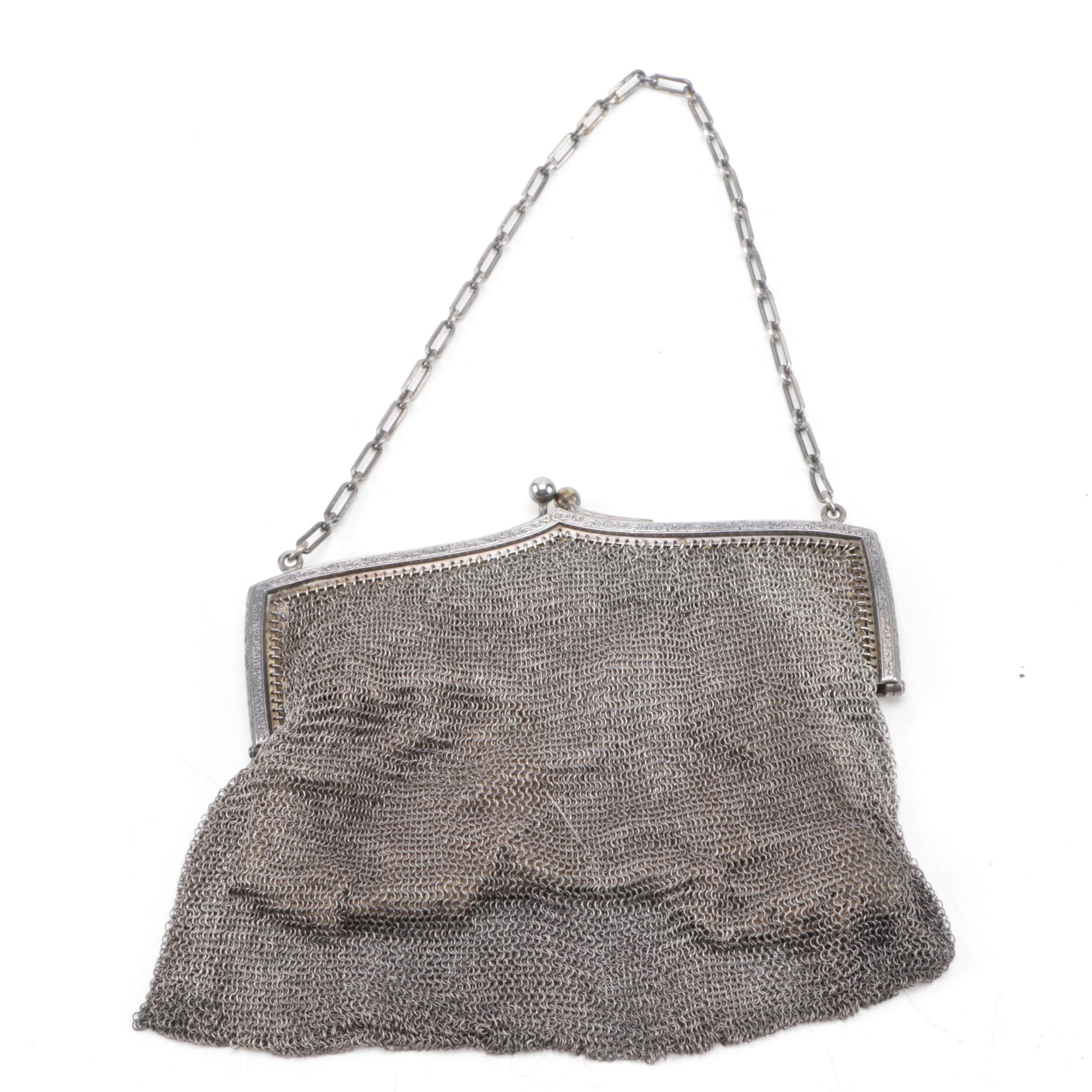 Antique Sterling Silver Mesh Handbag