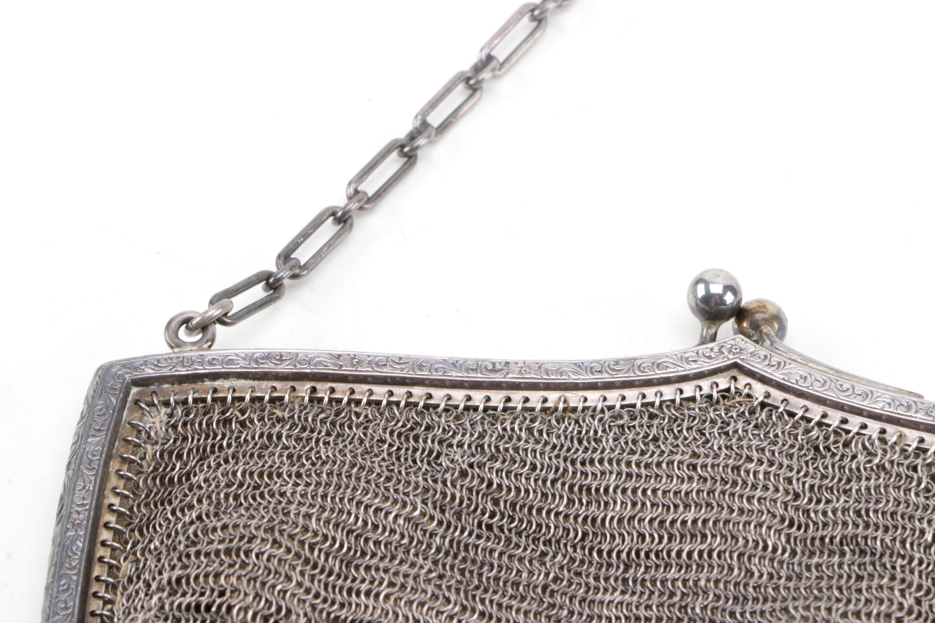 Antique Sterling Silver Mesh Handbag