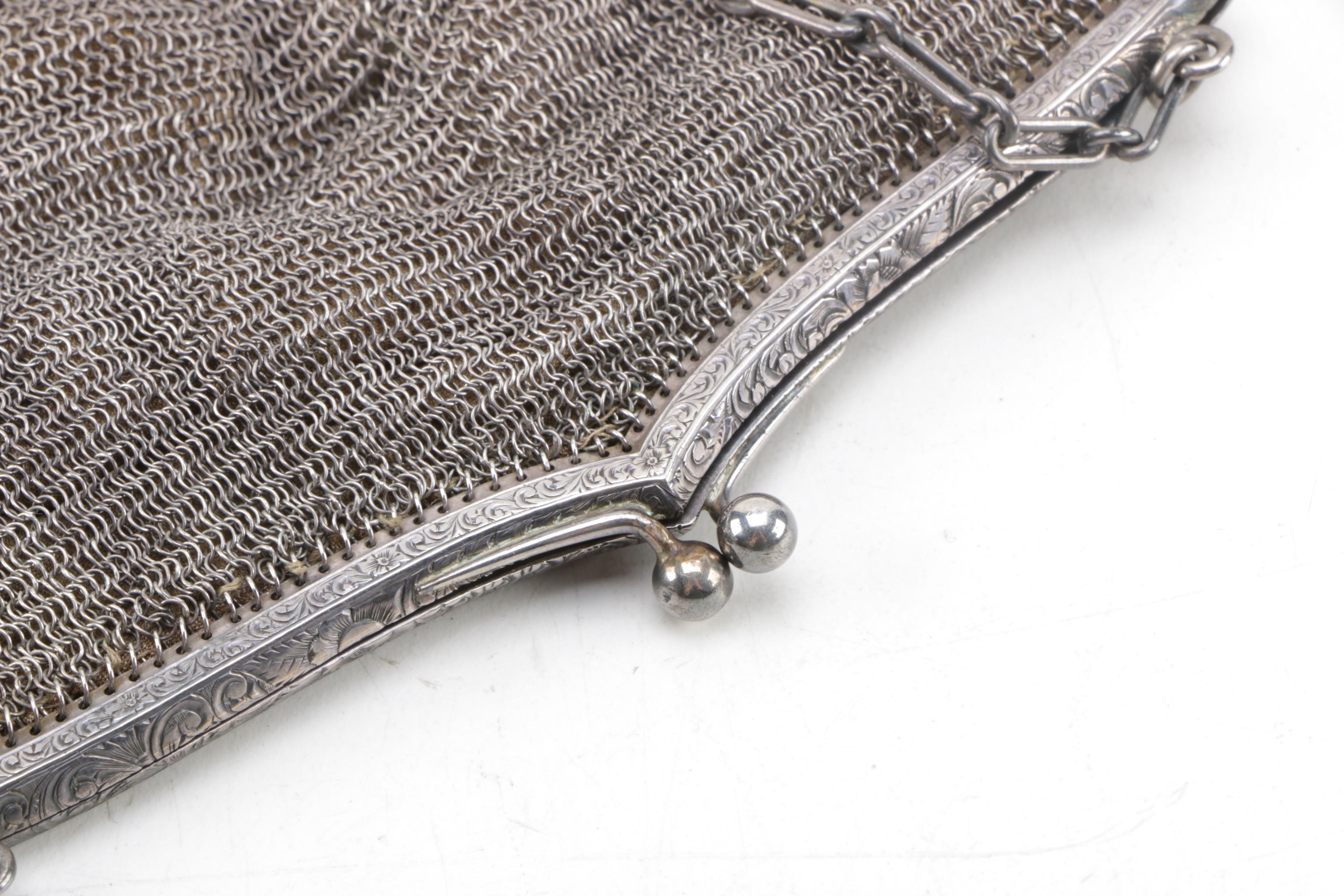Antique Sterling Silver Mesh Handbag