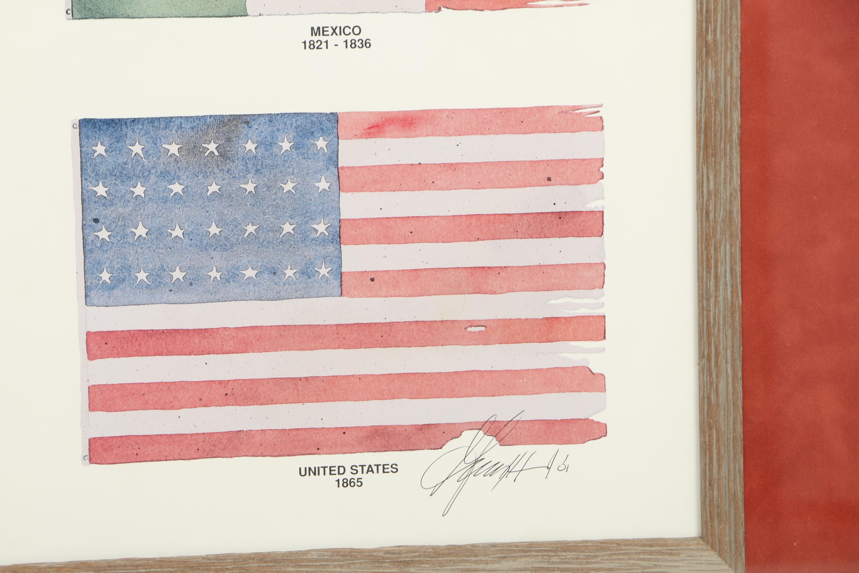 Limited Edition Reproduction Print and Watercolor Paintings of National Flags