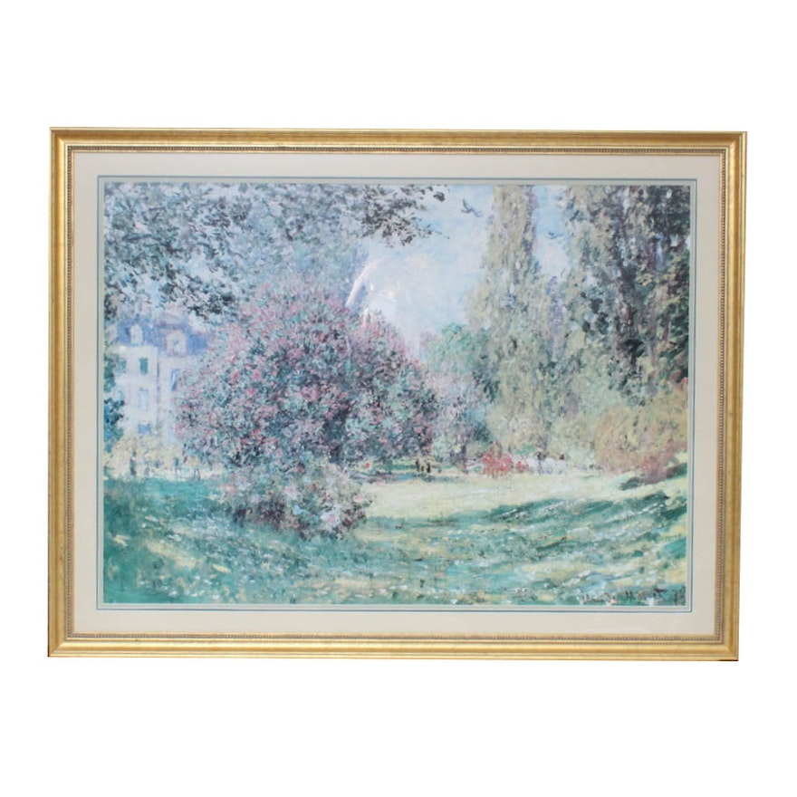 After Claude Monet Offset Lithograph Print "Le Parc Monceau, Paris"