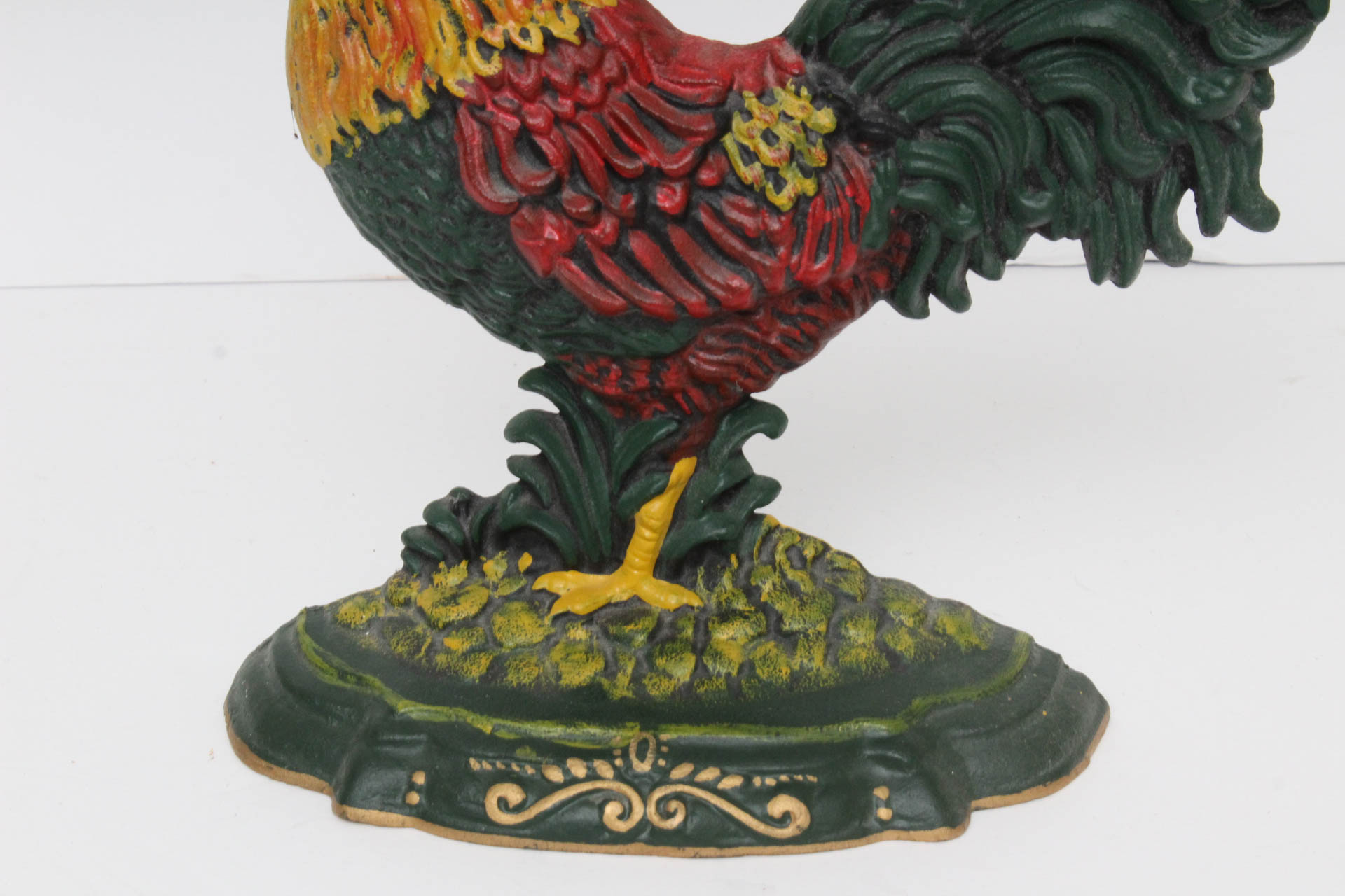 Hand-Painted Cast Iron Rooster Door Stop