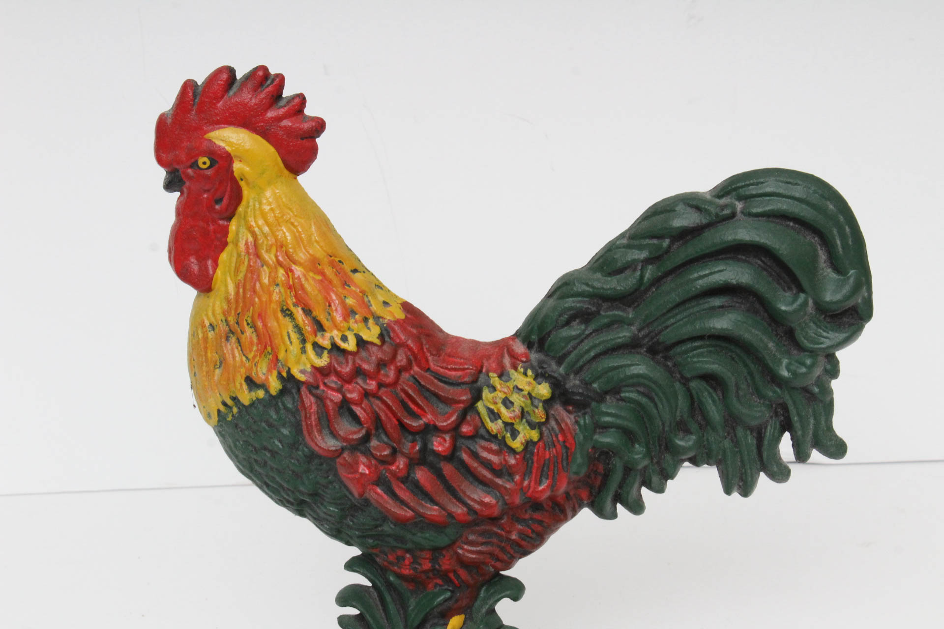 Hand-Painted Cast Iron Rooster Door Stop