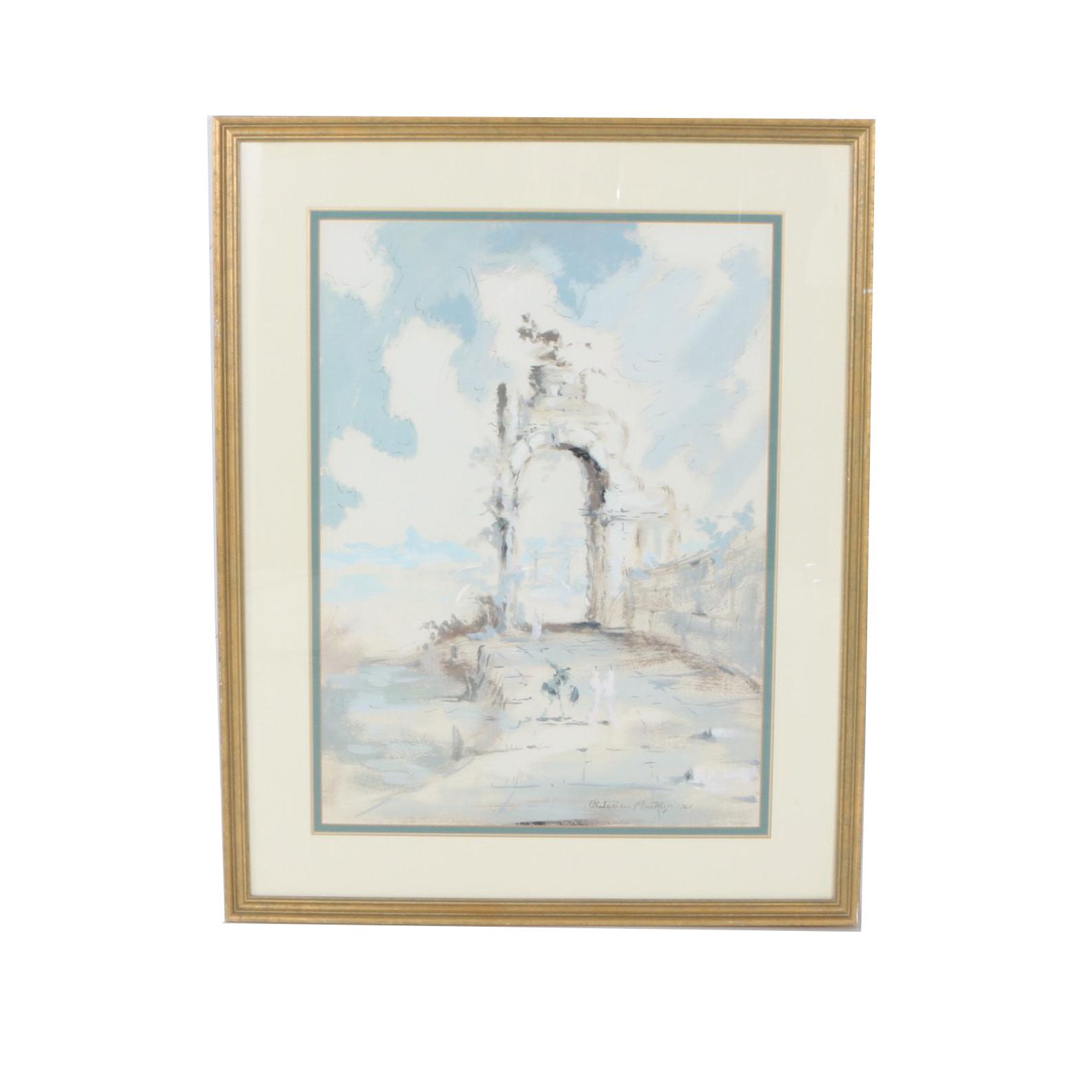 Roderico Mantagu Gouache Painting of an Arch