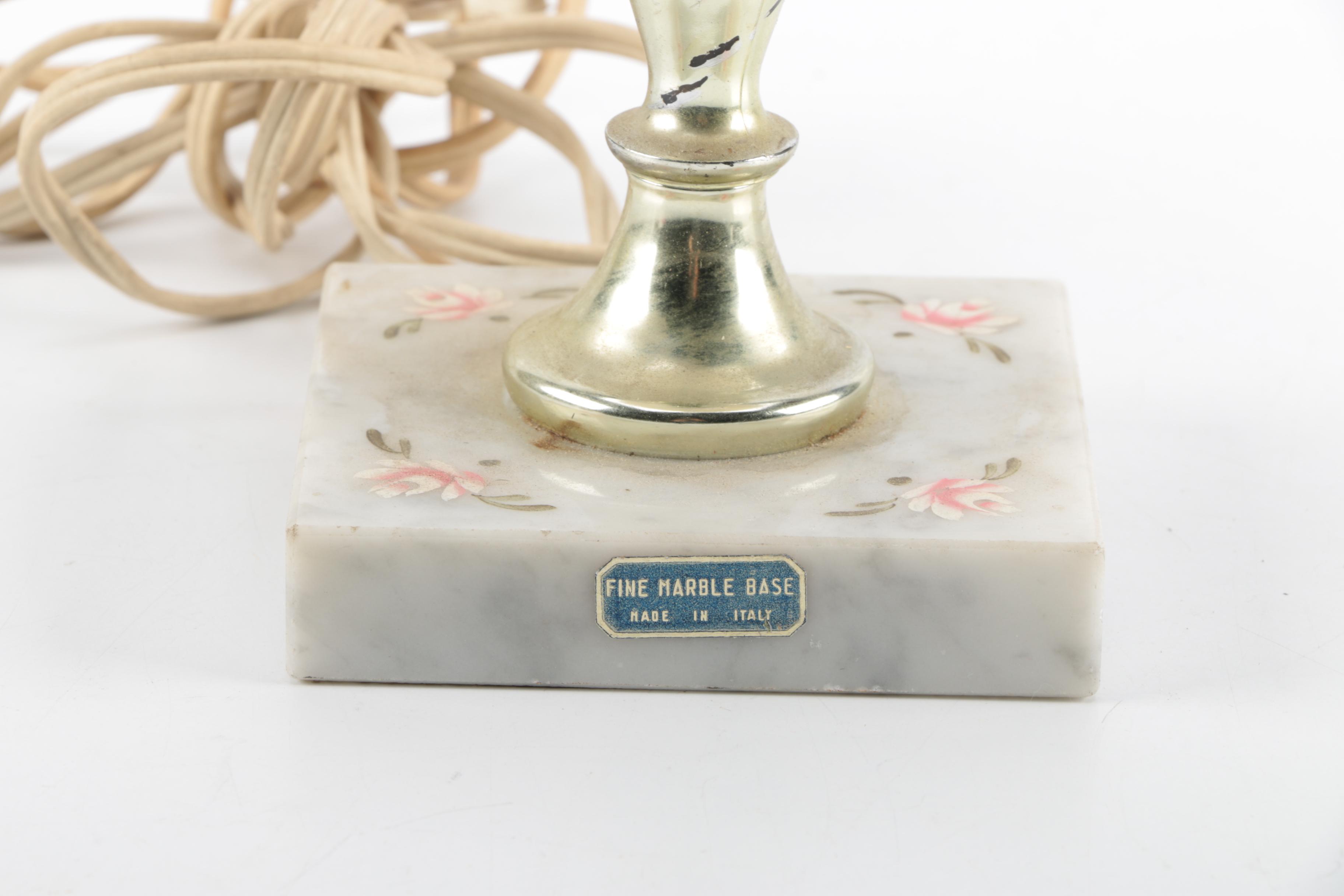 Table Lamp with Marble Base and Unusual Shade