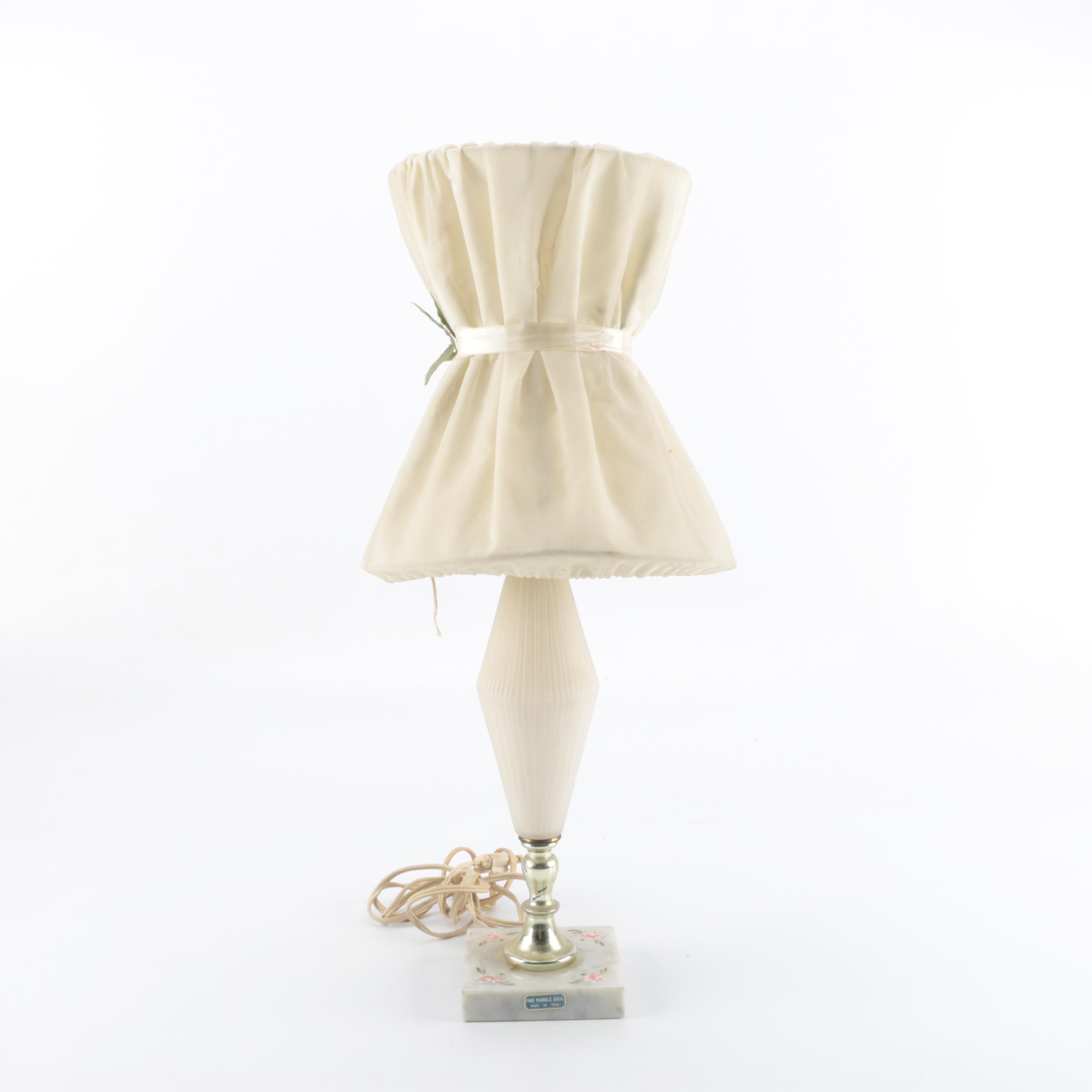 Table Lamp with Marble Base and Unusual Shade