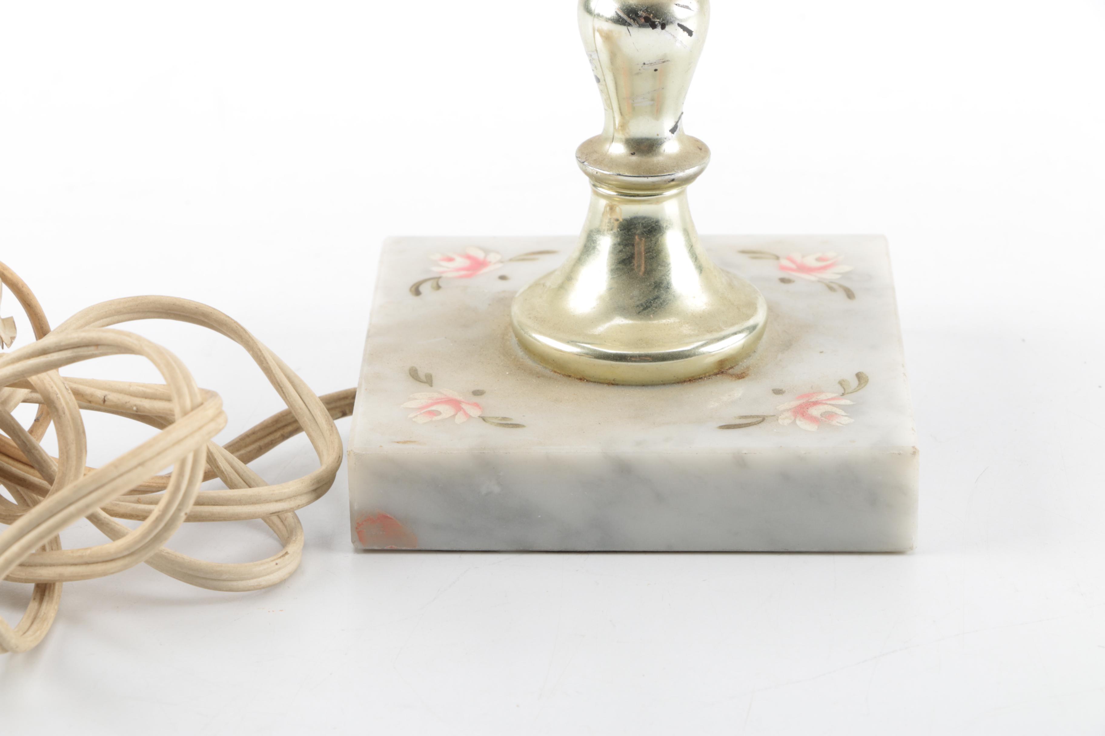 Table Lamp with Marble Base and Unusual Shade