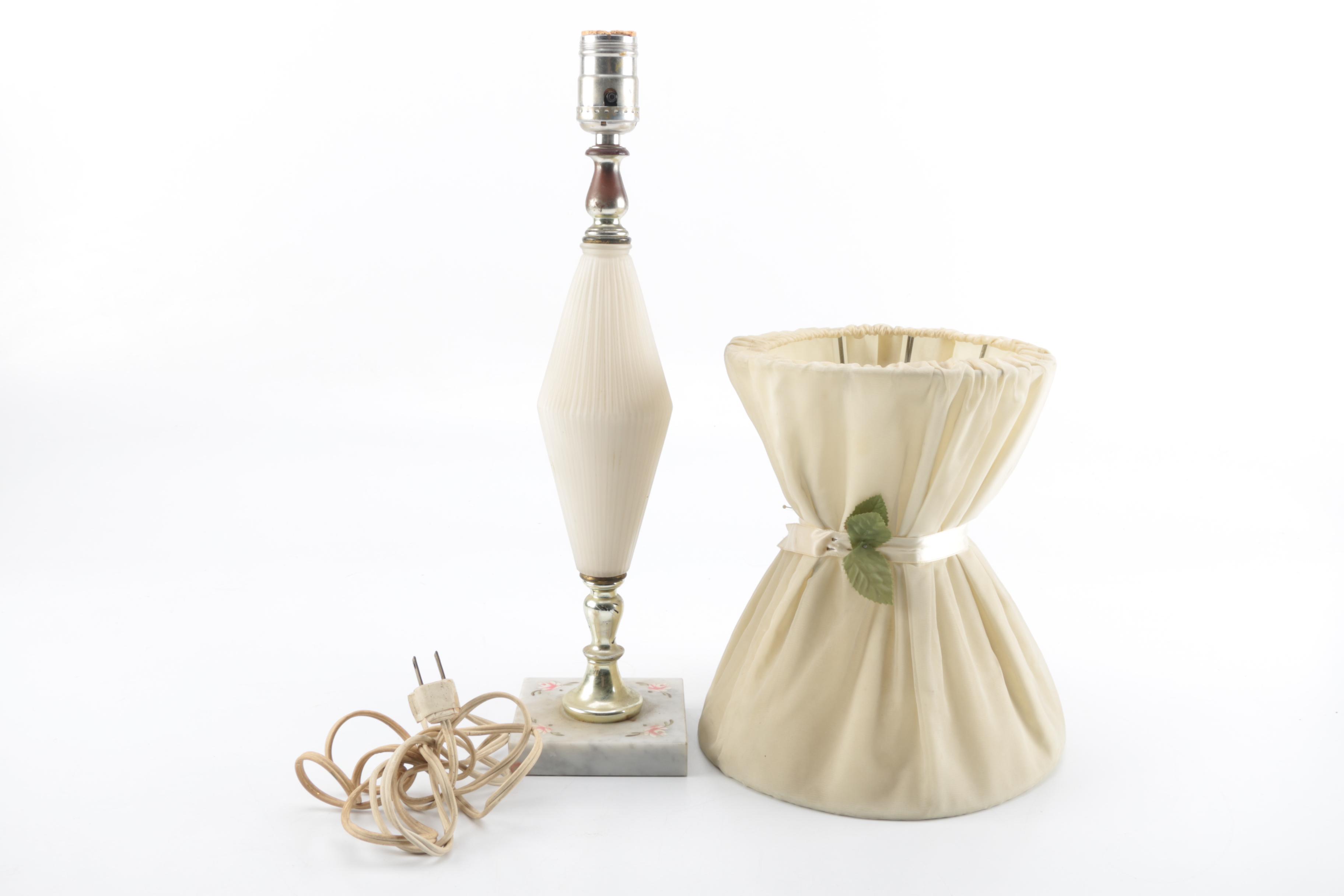 Table Lamp with Marble Base and Unusual Shade