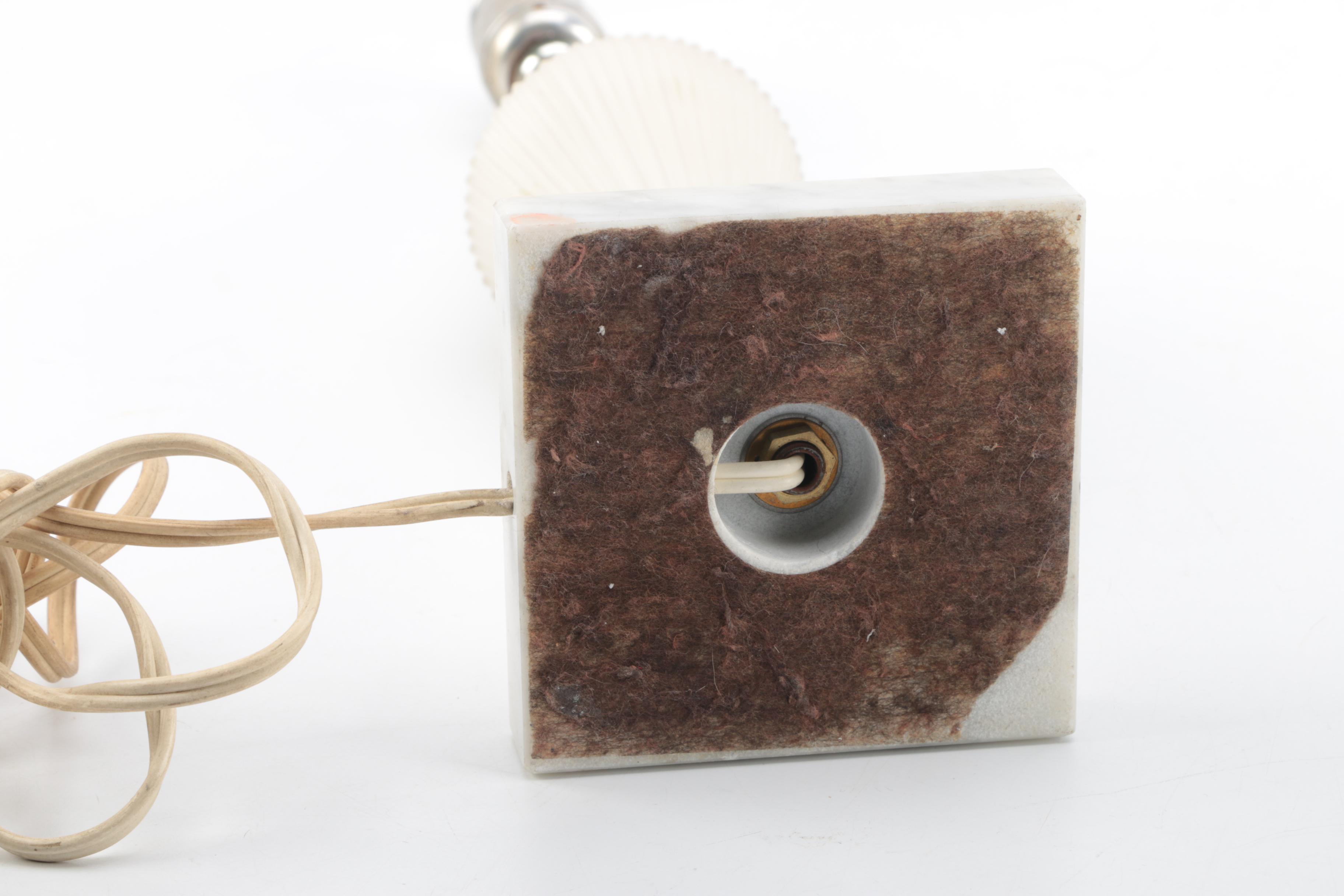 Table Lamp with Marble Base and Unusual Shade