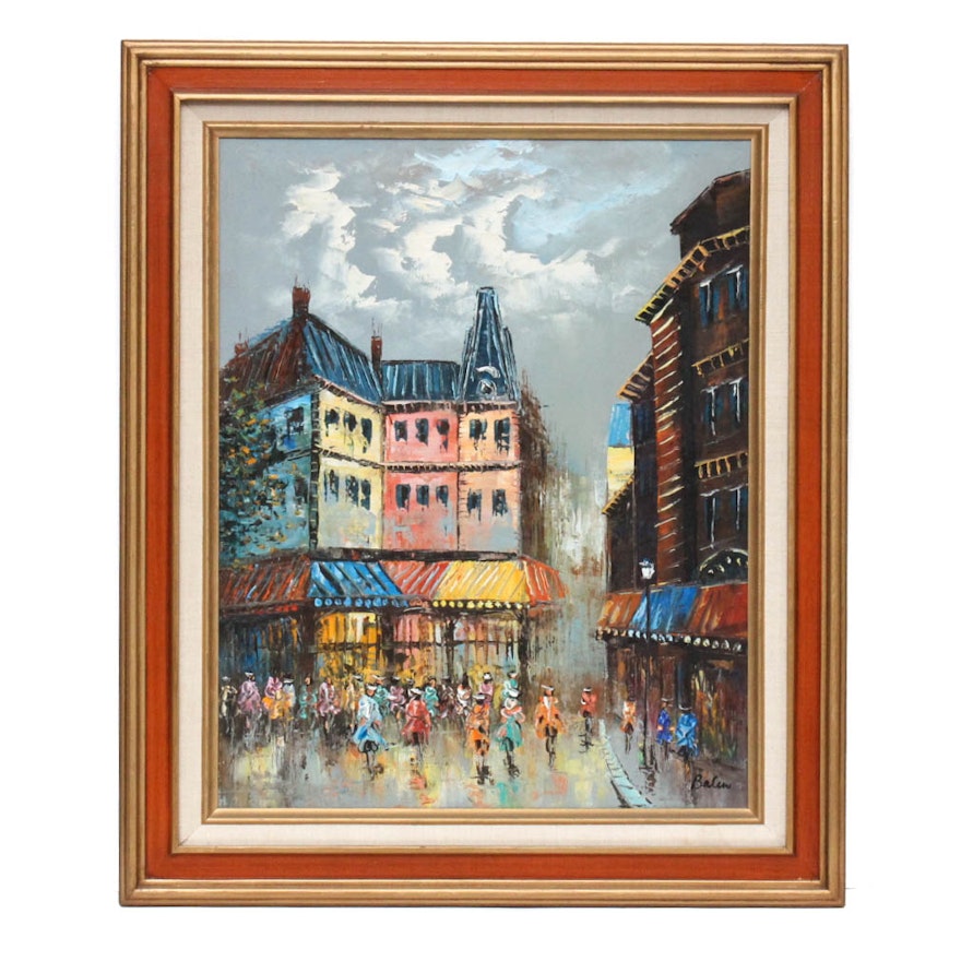 Original Balin Oil Painting on Canvas of Paris Street