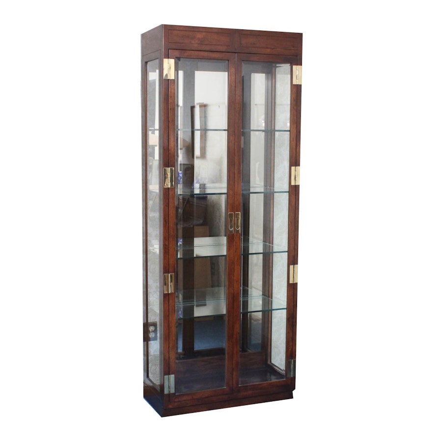 Oak Framed Lighted Display Cabinet