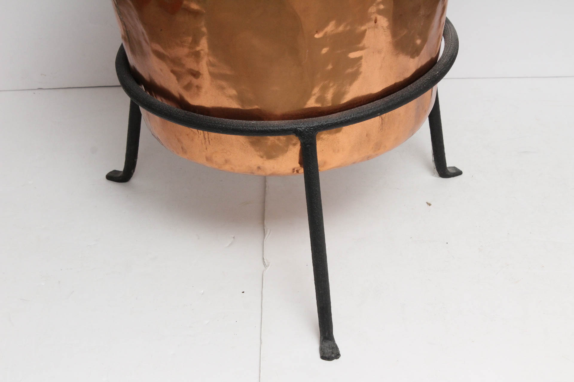 Antique Copper Apple Butter Kettle with Stand and Tools