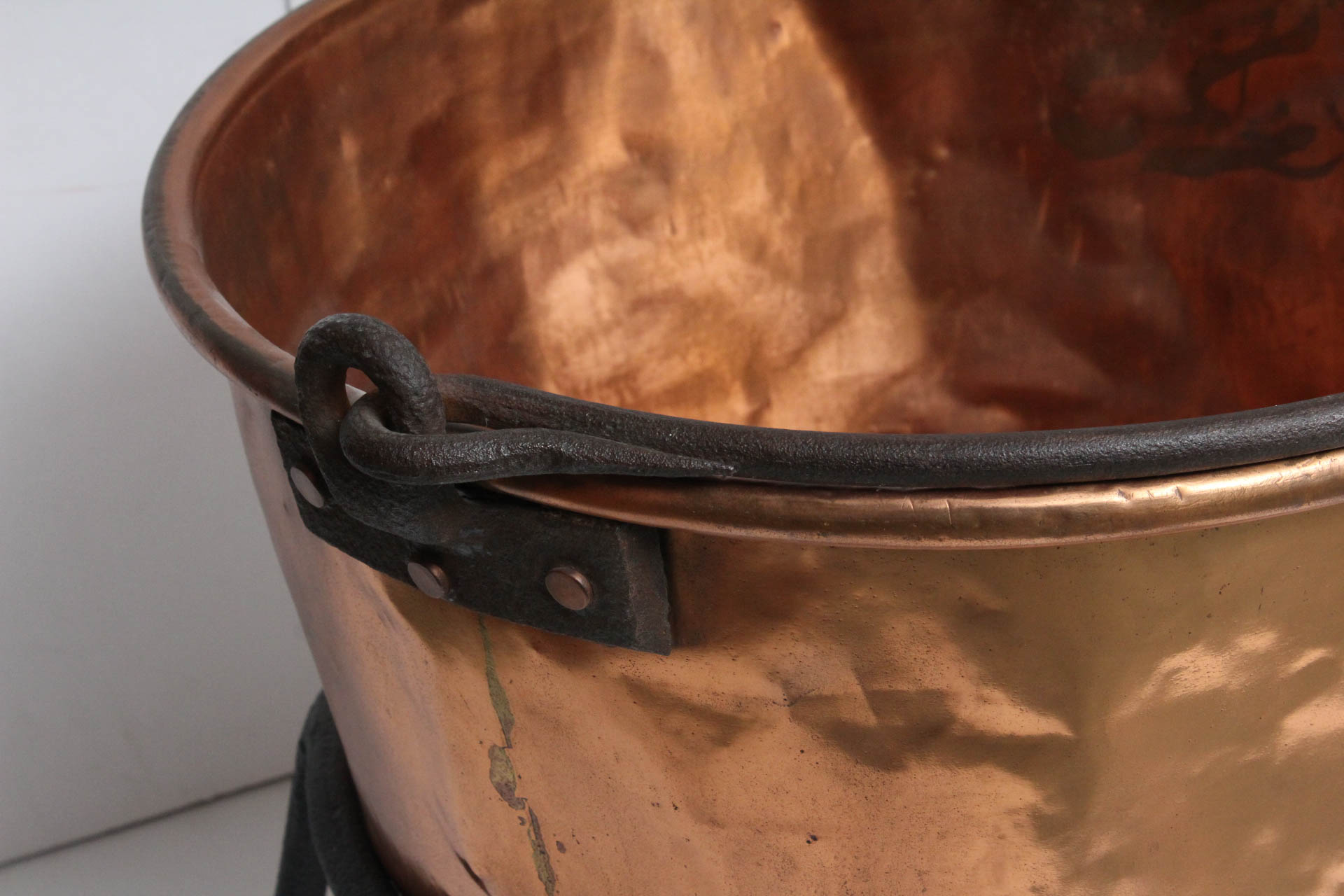 Antique Copper Apple Butter Kettle with Stand and Tools