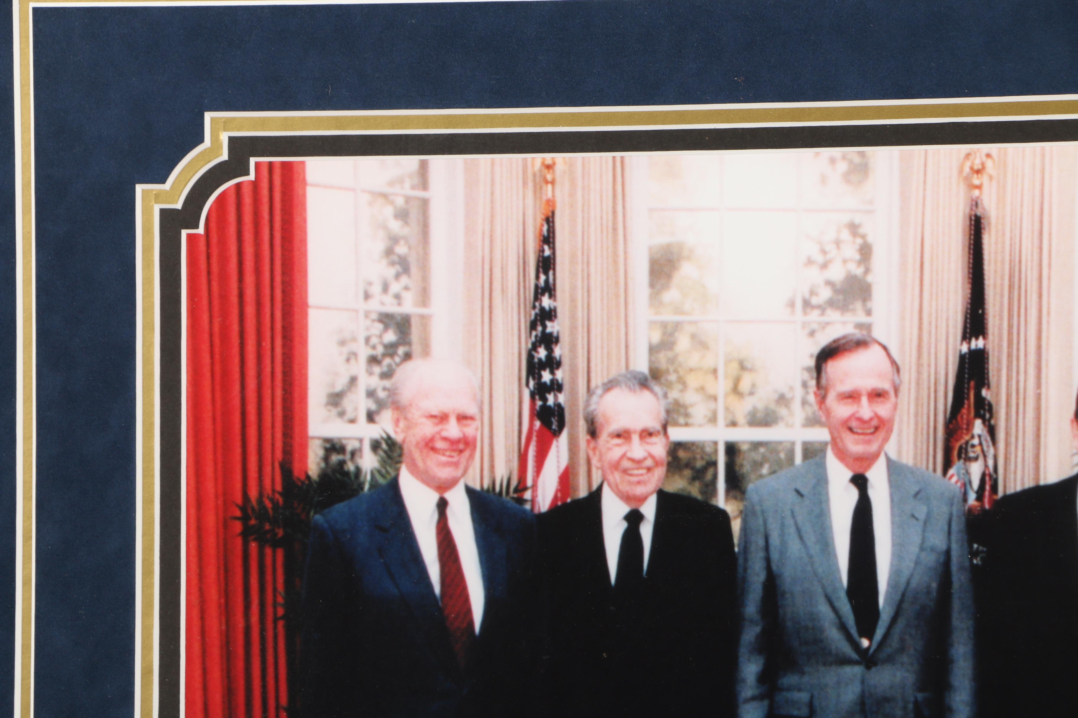 "Five Presidents" Framed Digital Photograph and Reproduction Autographs