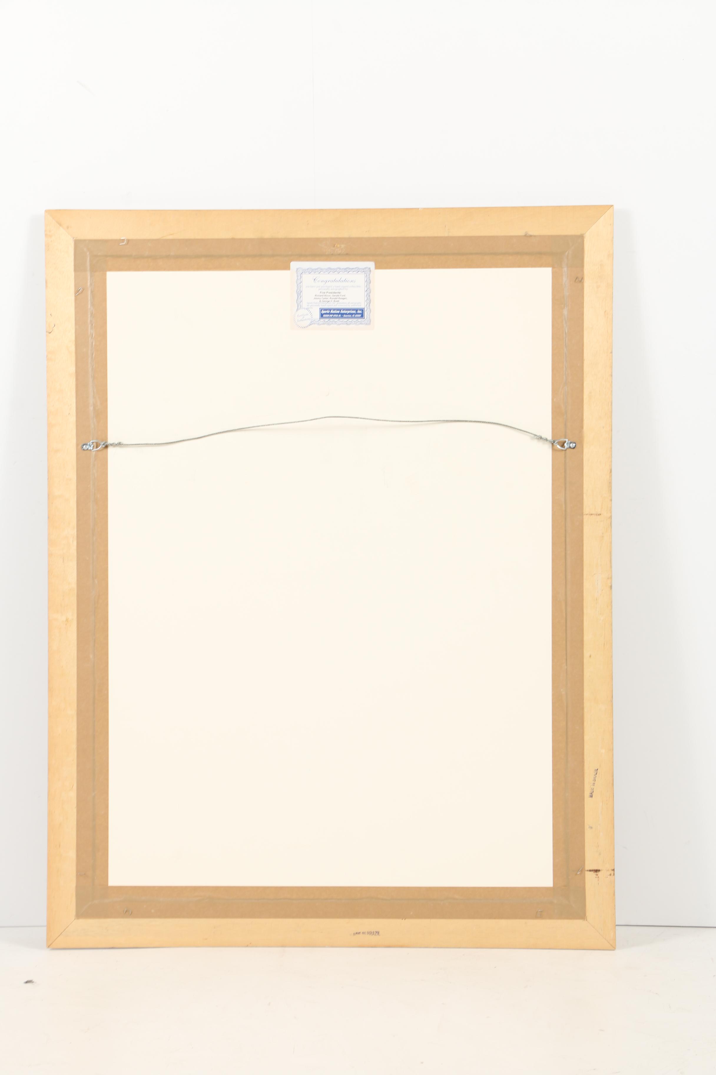 "Five Presidents" Framed Digital Photograph and Reproduction Autographs