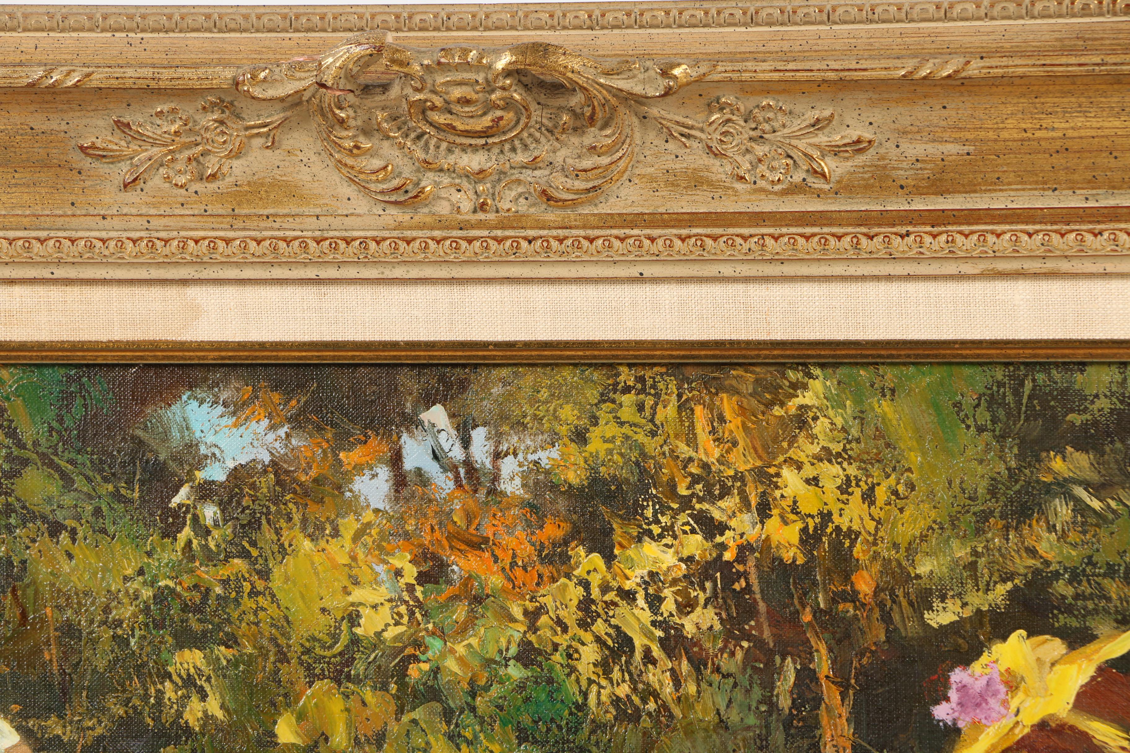 Oil Painting on Canvas of Figures Playing Croquet