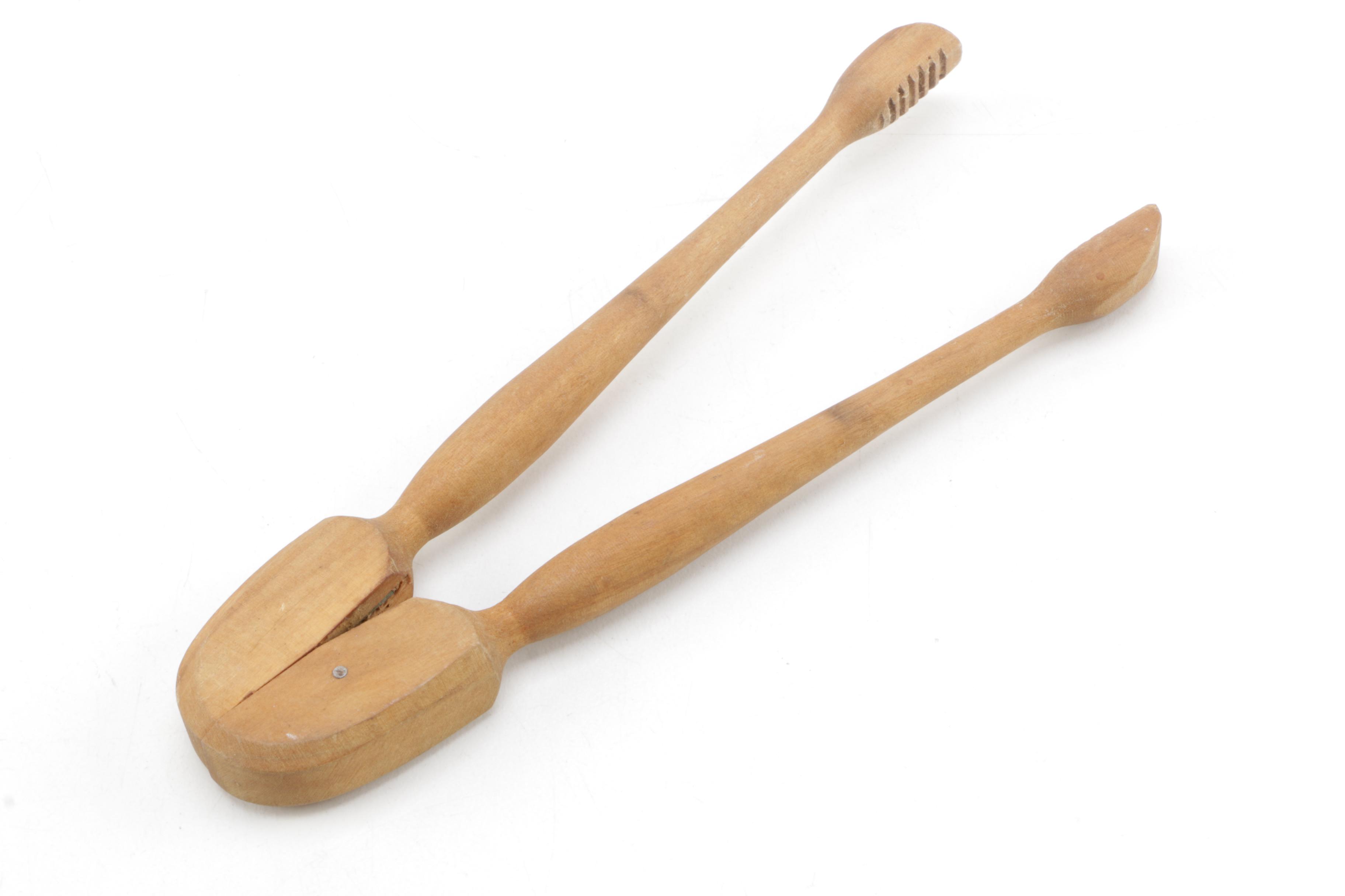 Wooden Tongs and Butter Paddle