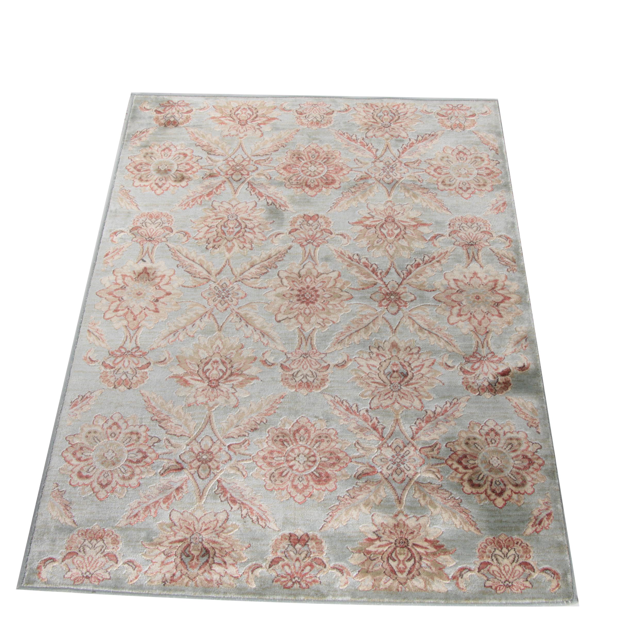 Machine Made Floral Lattice Area Rug