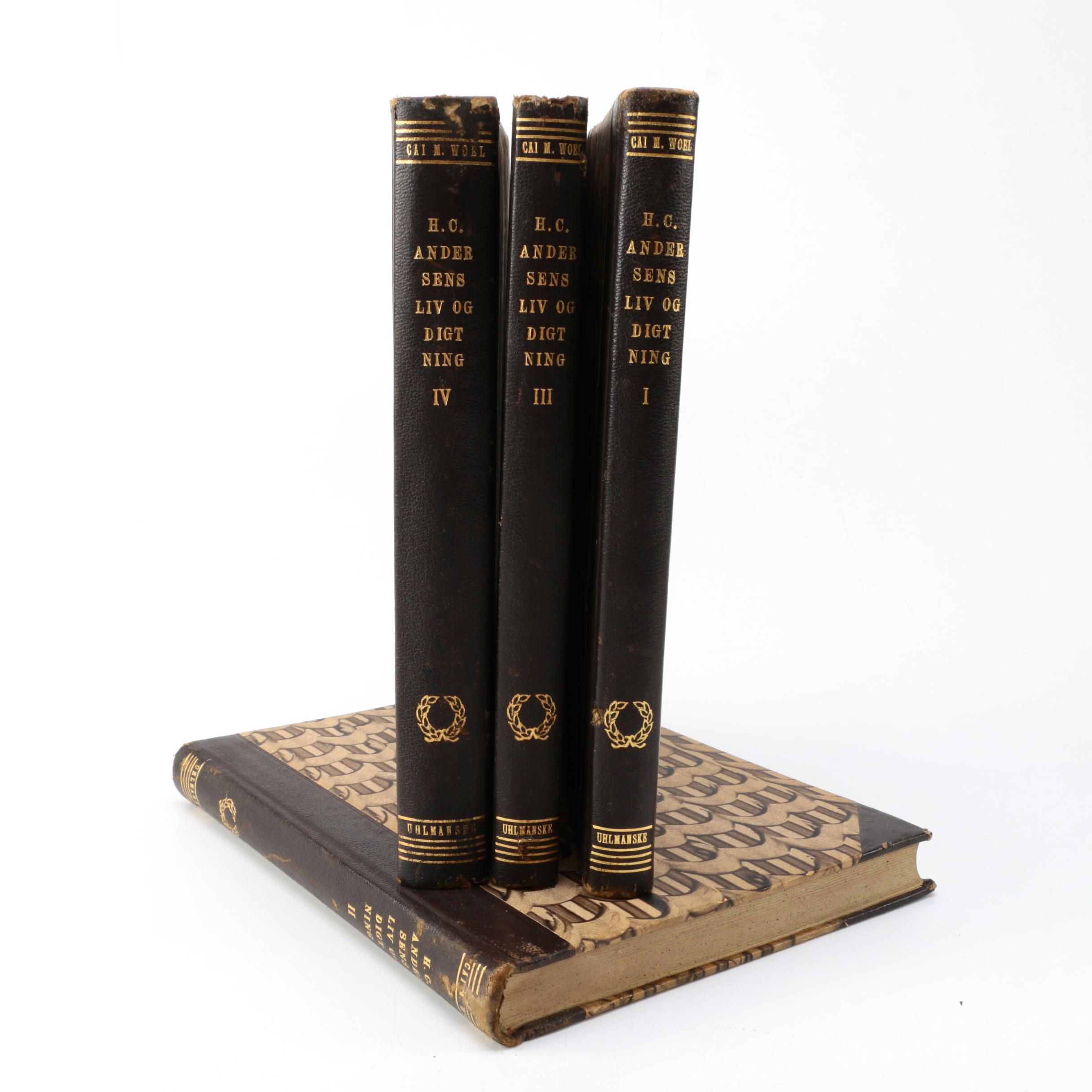 1949 Four-Volume Danish "H. C. Andersens Liv og Digtning" by Cai M. Woel
