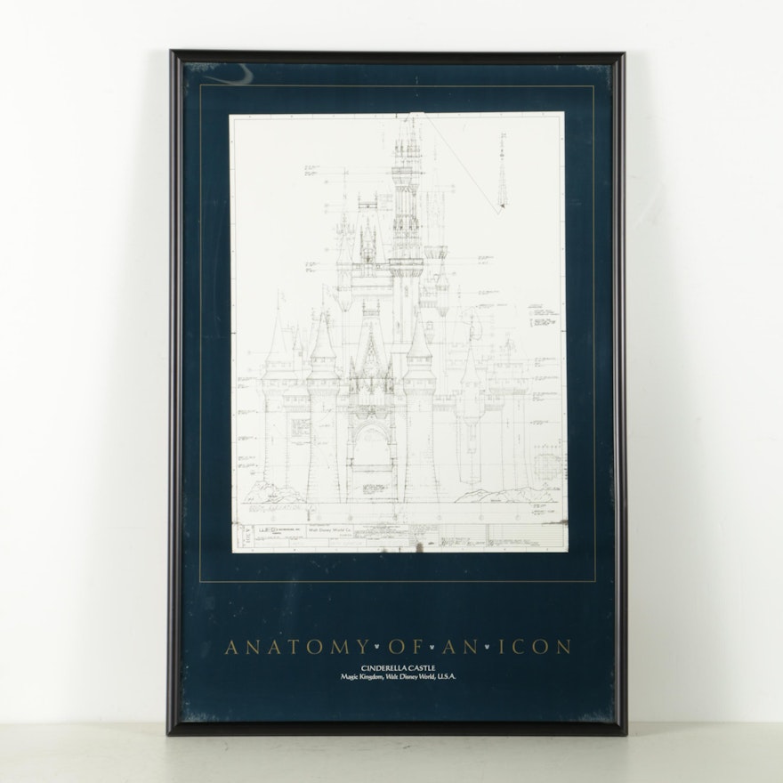 Poster Featuring Cinderella Castle Architectural Drawing "Anatomy of an Icon"