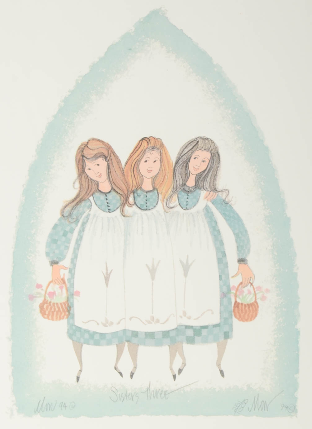P. Buckley Moss Signed Limited Edition Offset Lithograph "Sisters Three"