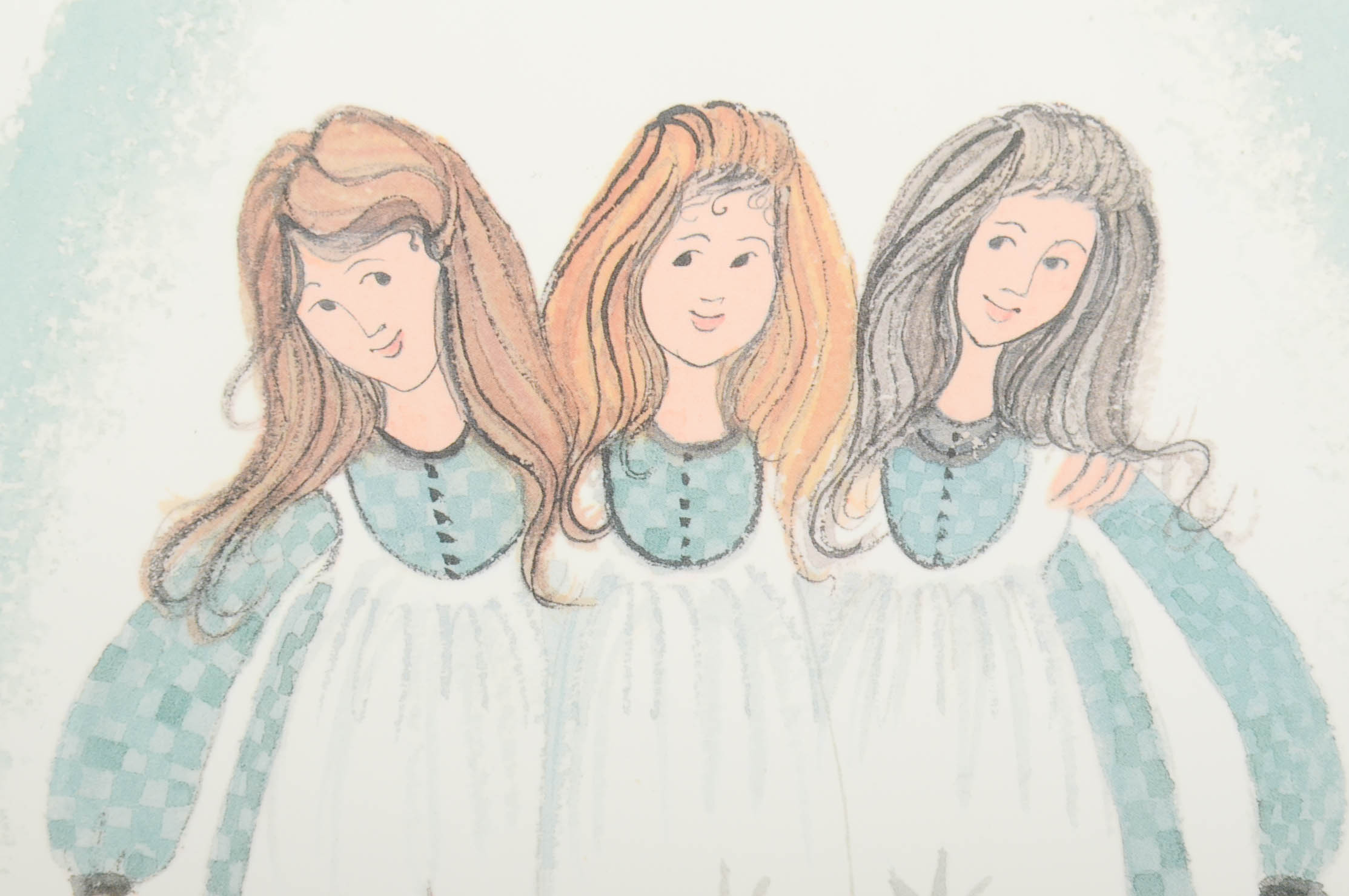 P. Buckley Moss Signed Limited Edition Offset Lithograph "Sisters Three"