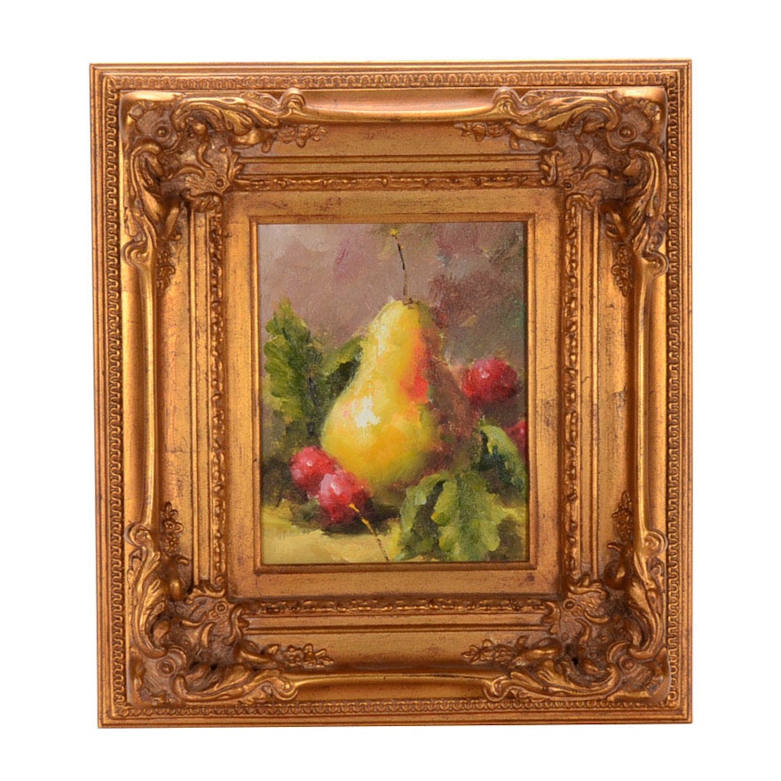 Contemporary Oil on Canvas Fruit Still Life Painting