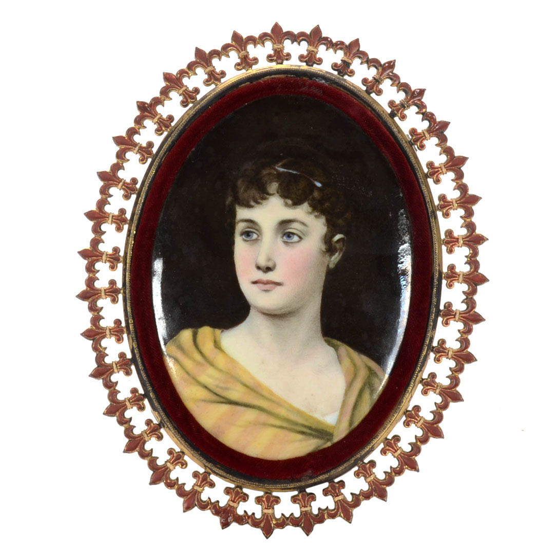 Antique Hand-Painted Porcelain Portrait